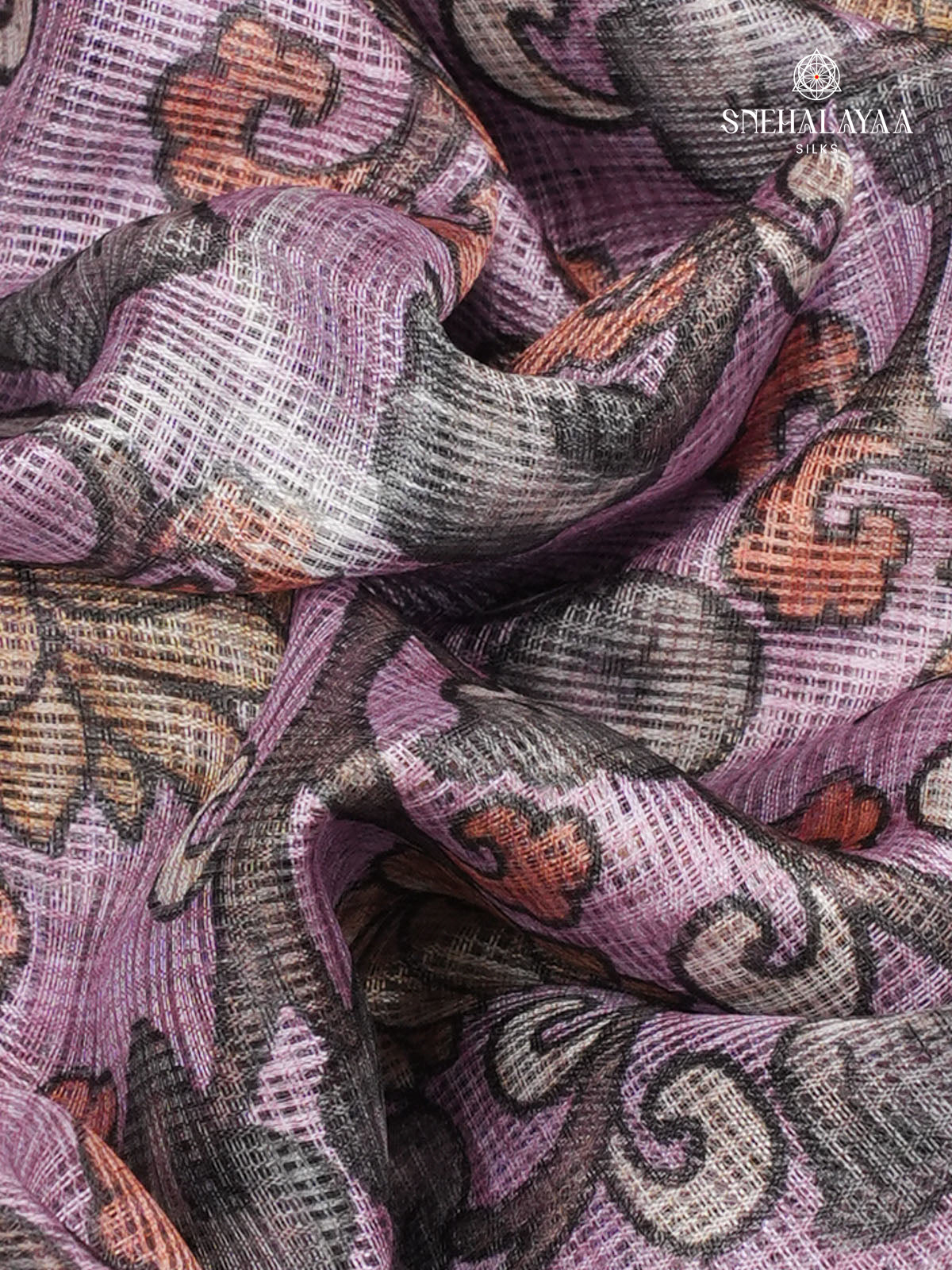 Lilac Printed Kota Saree