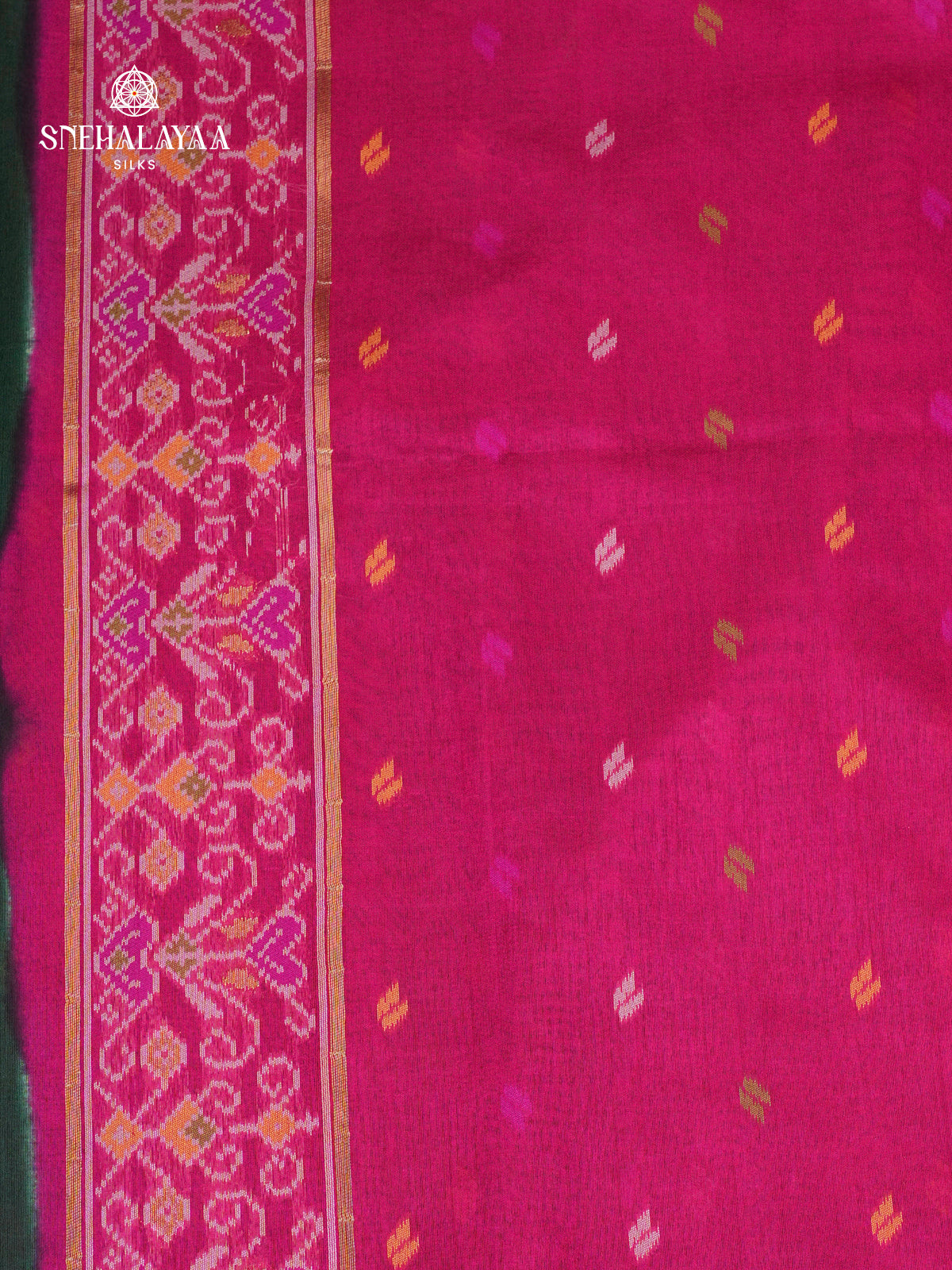 Bottle Green Ikat Saree