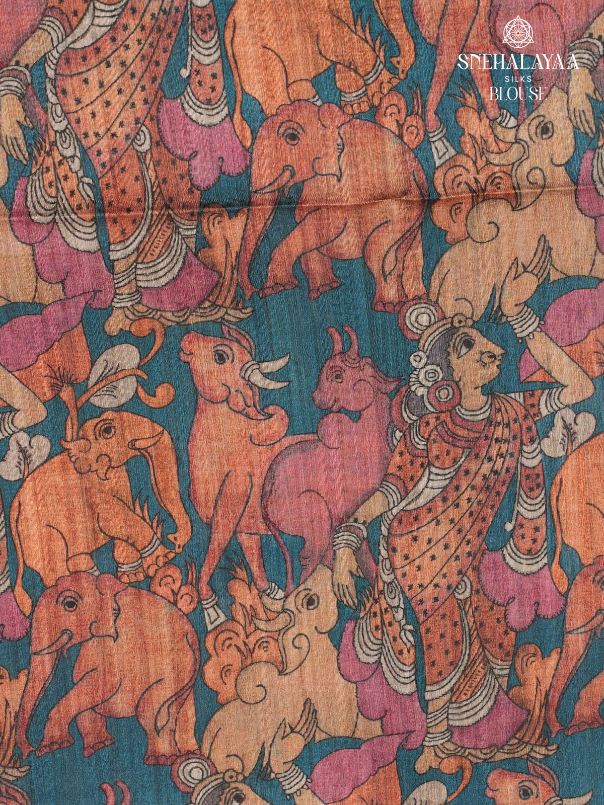 Sea Green Kalamkari Tussar Saree