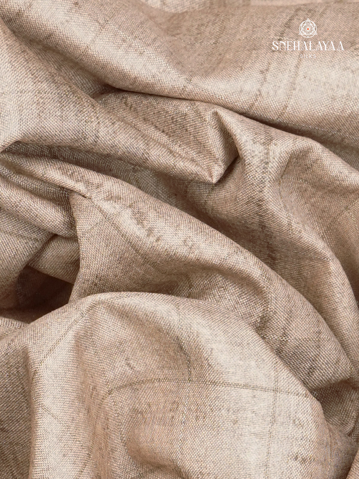 Beige With Purple Border Floral Printed Tussar Saree