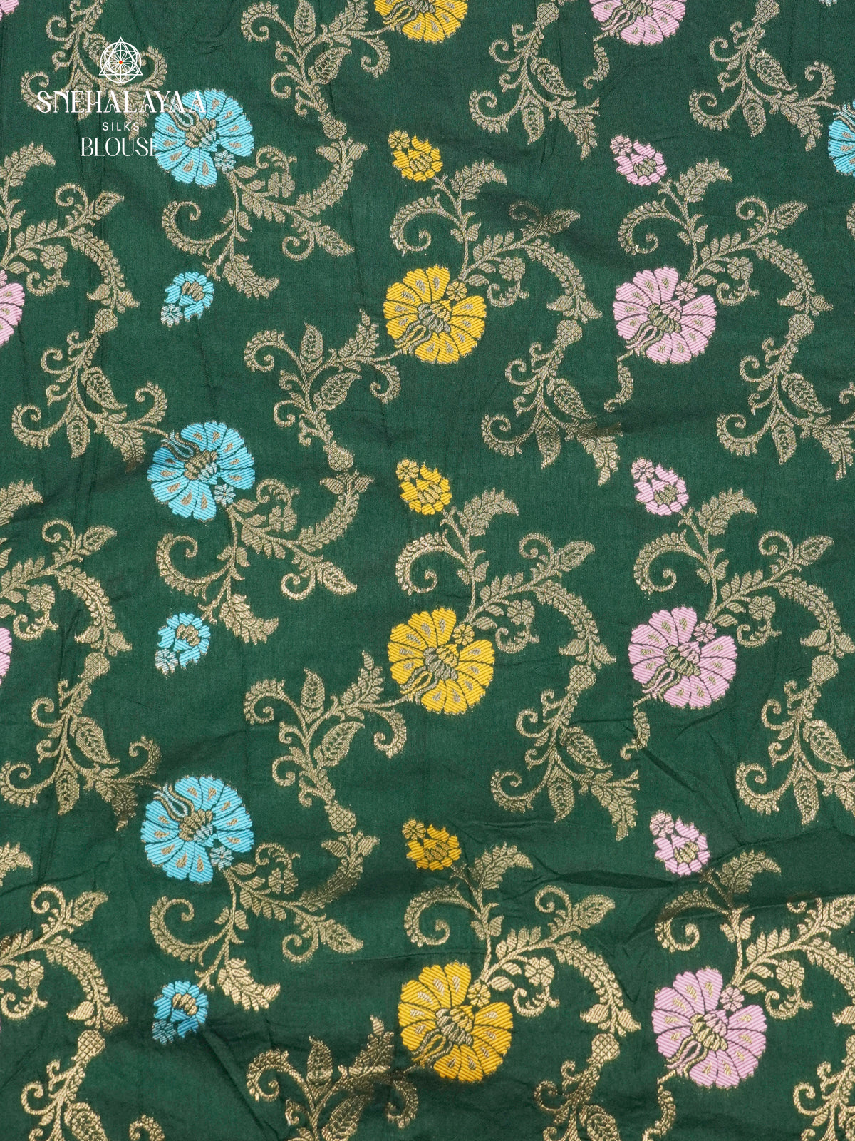 Forest Green Raw Silk Saree