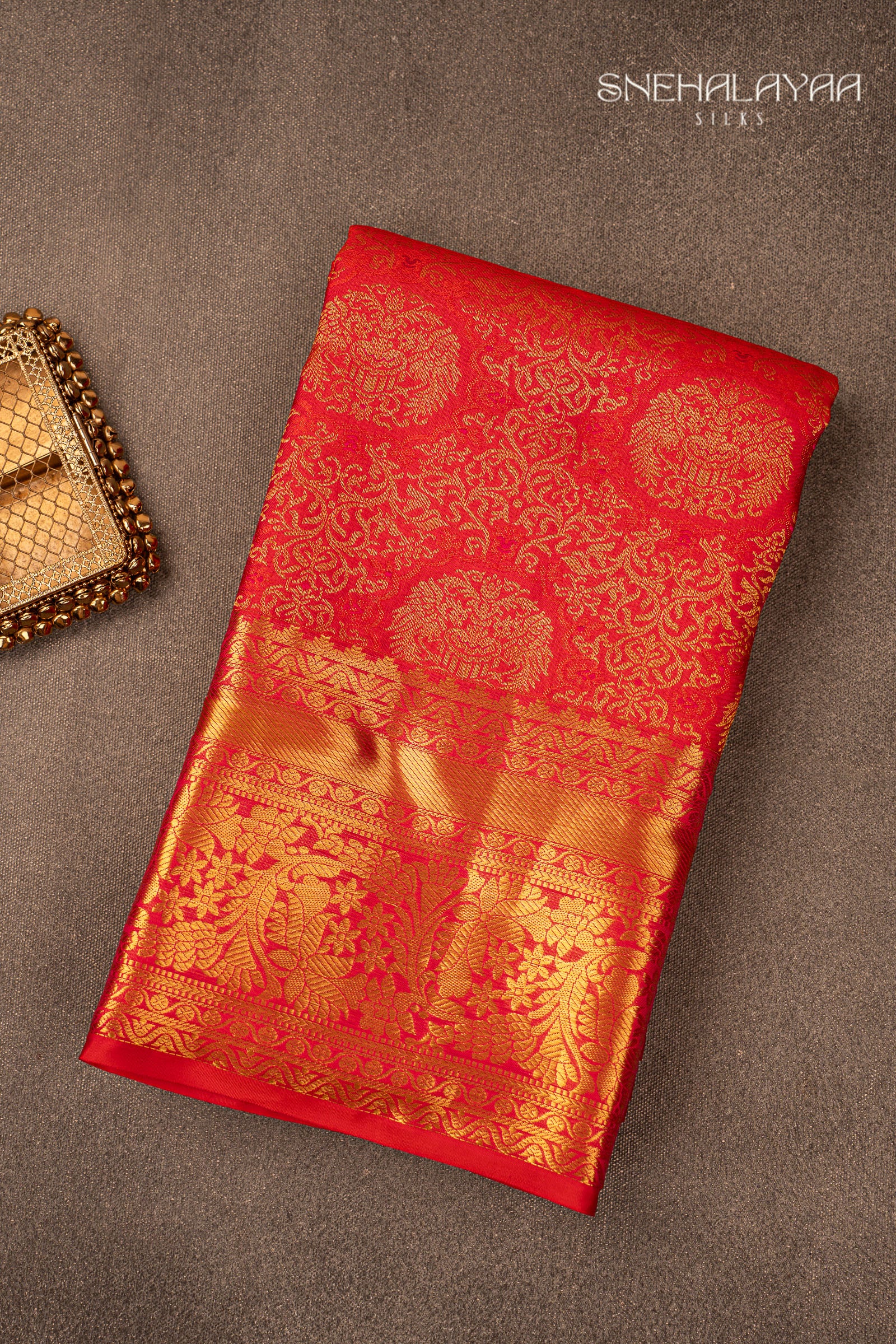 Scarlet Red Kancheevaram Silk Saree