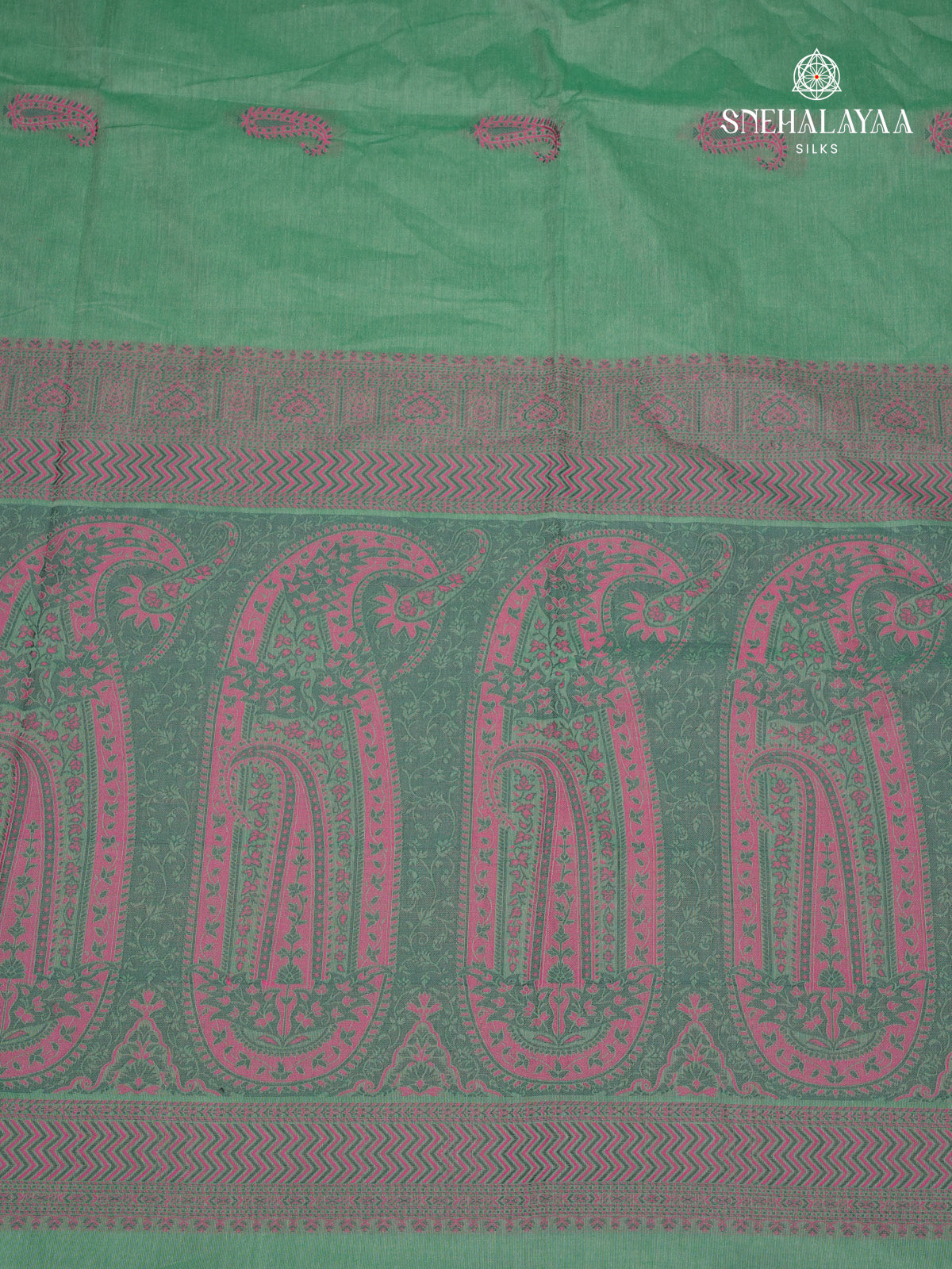 Teal Green Handloom Cotton Saree