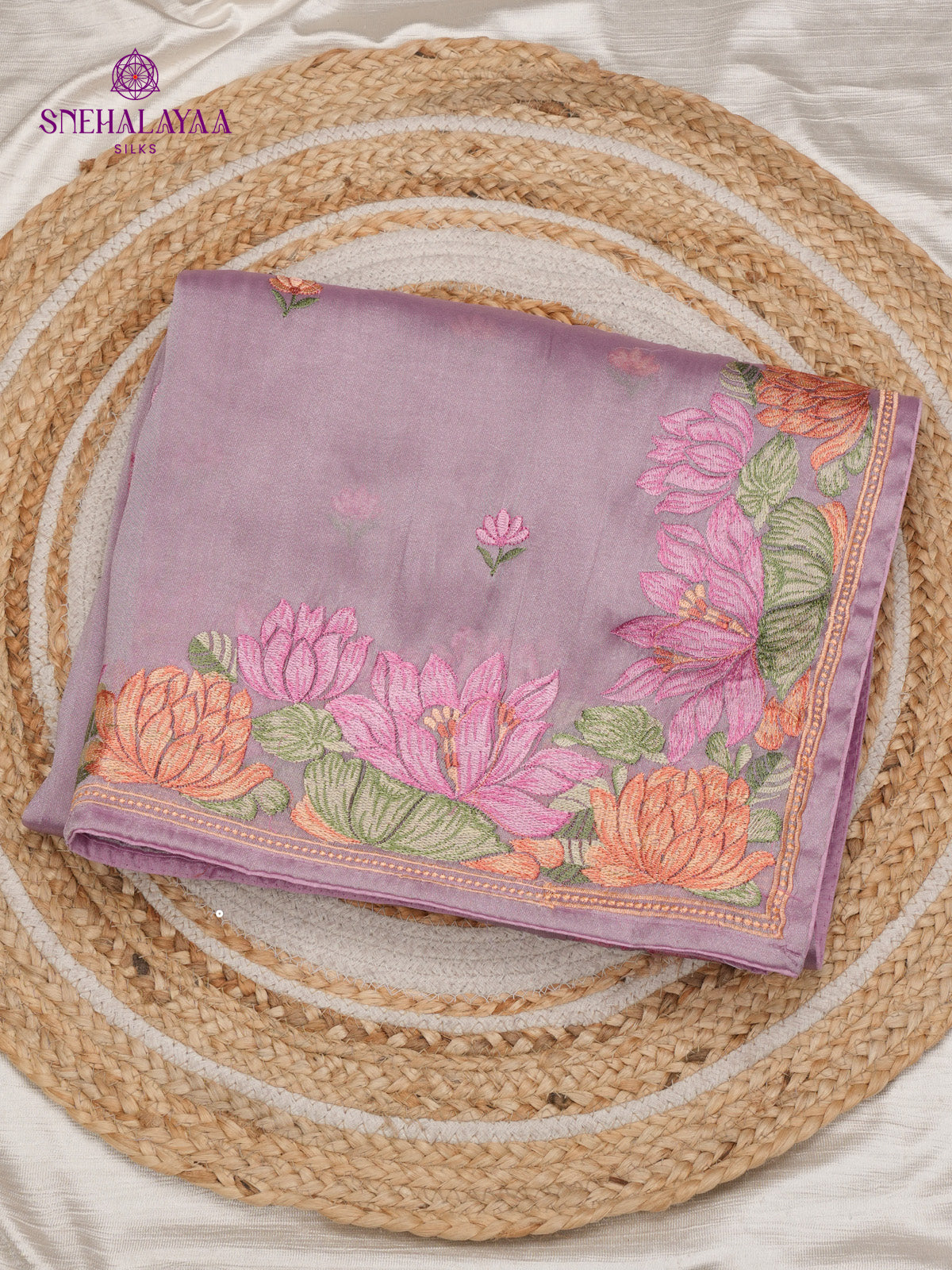 Lavender Embroidery Designer Saree