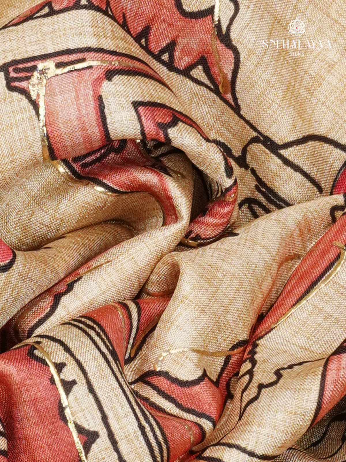 Beige With Grey Floral Tussar Saree