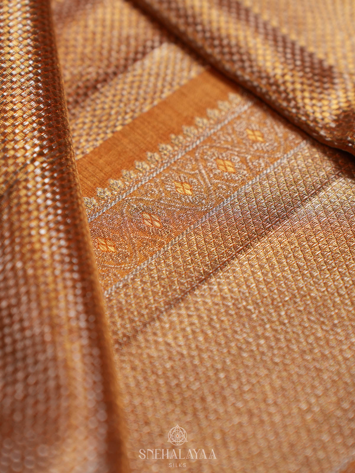 Golden Kanjivaram Silk Saree