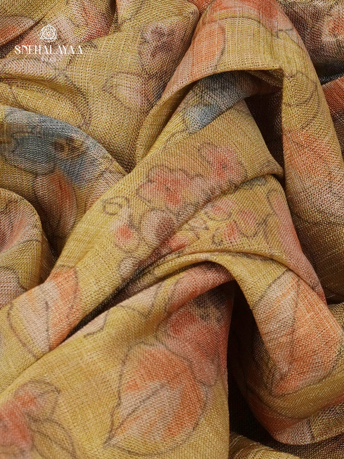 Pale Yellow Linen Tissue Saree