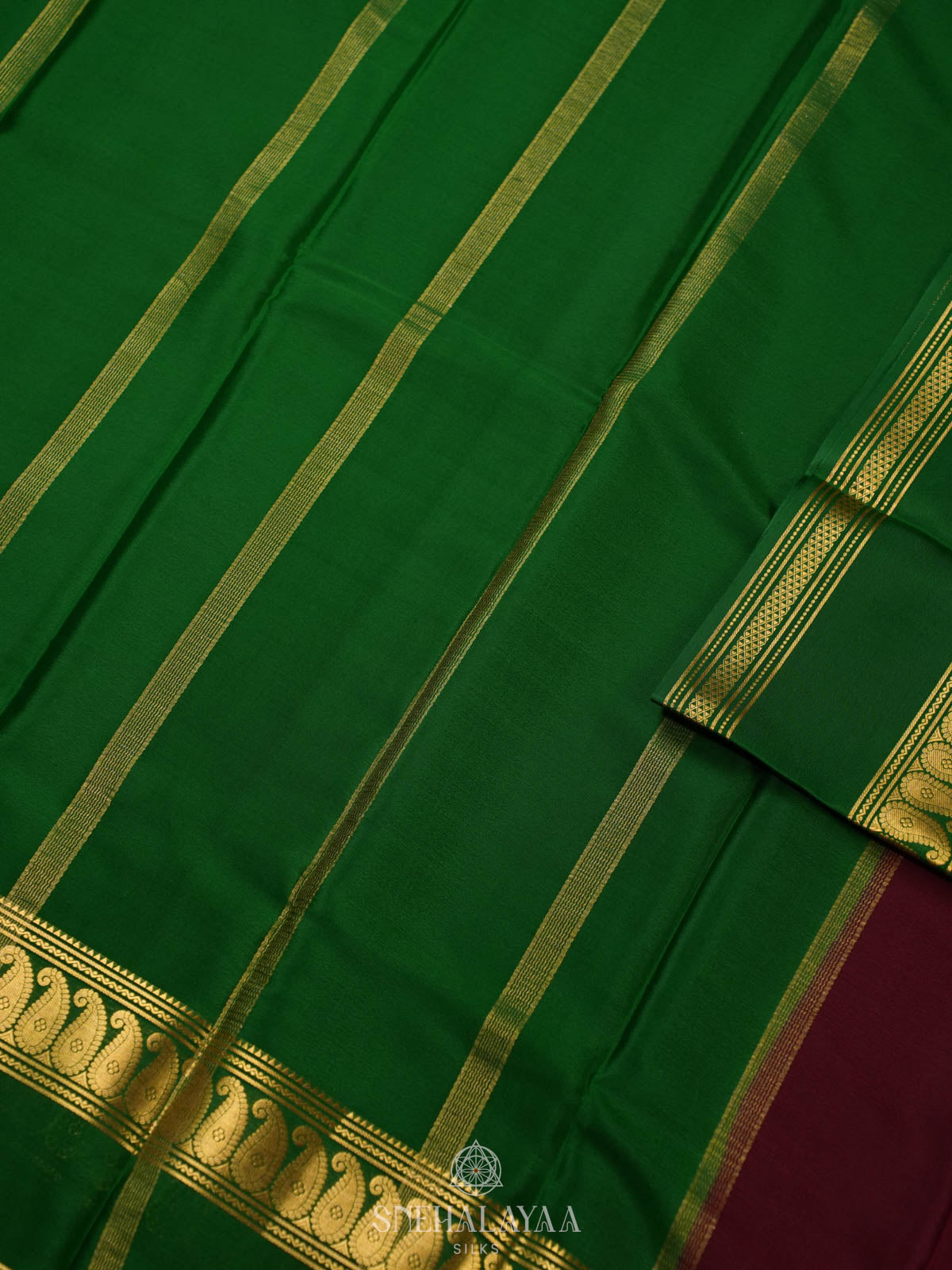 Wine Red Mysore Silk Saree