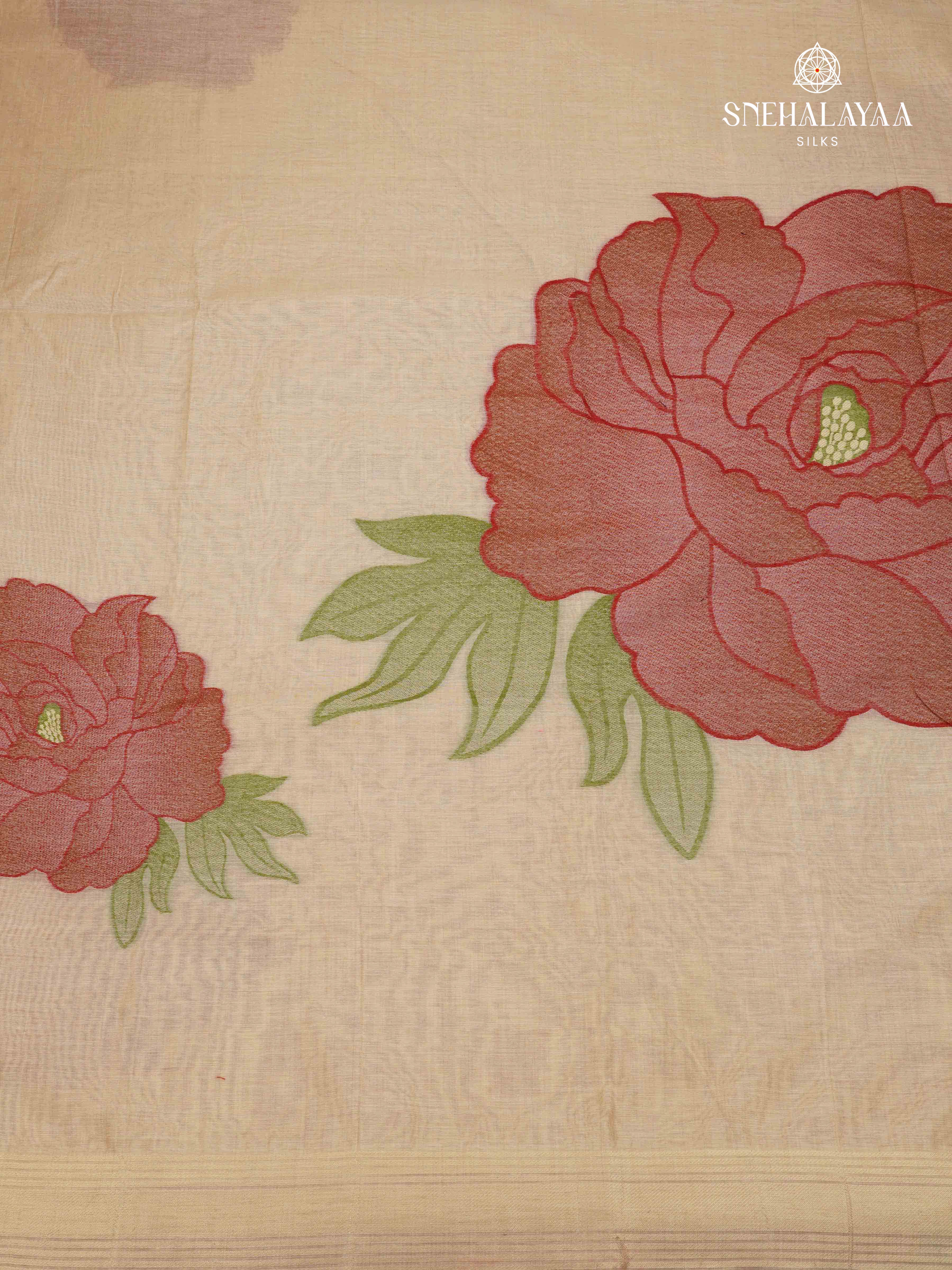 Cream Munga Cotton Saree