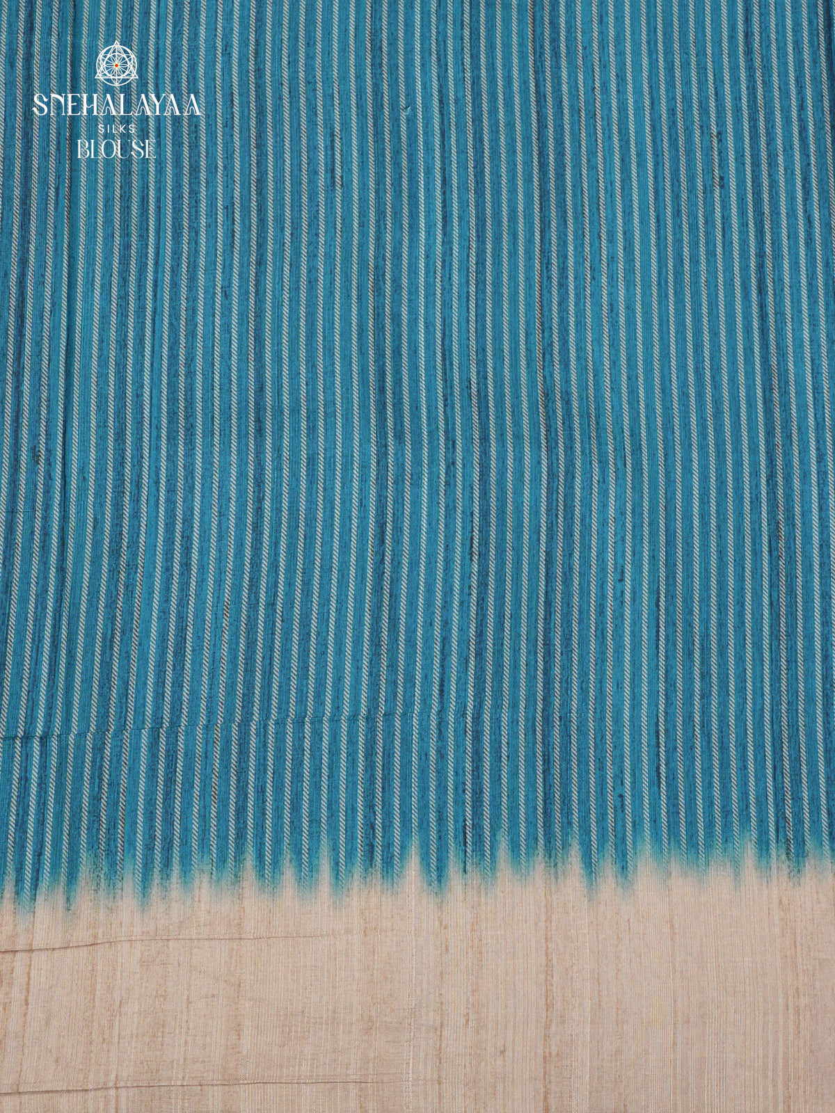 Teal Blue Tussar Embroidery Saree