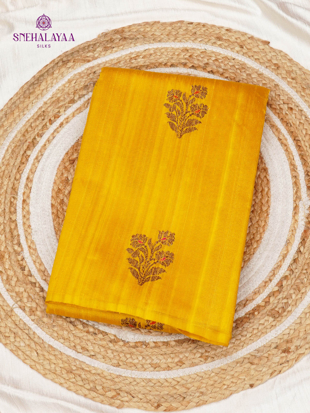 Mango Yellow Banaras Raw Silk Saree