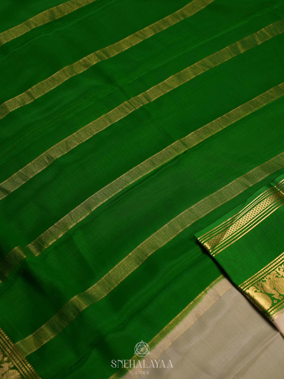 Beige Mysore Silk Saree
