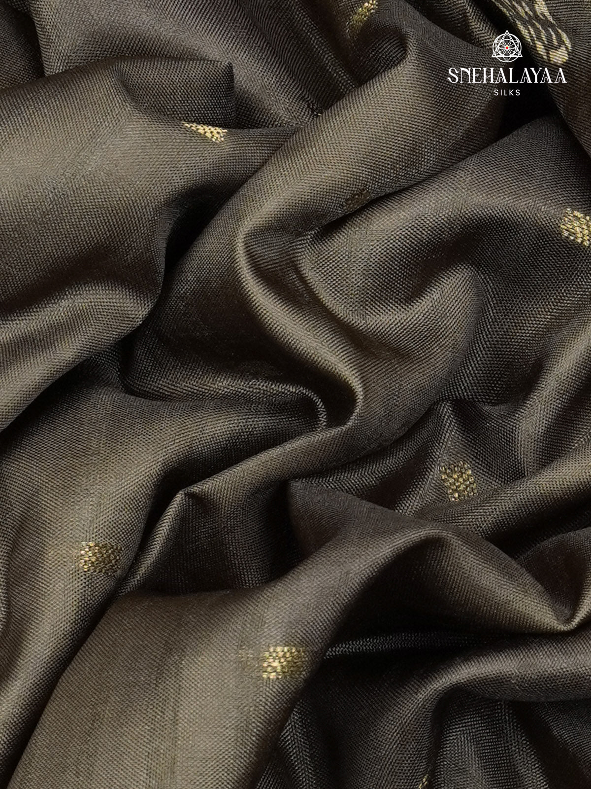 Brown Floral Printed Tussar Saree