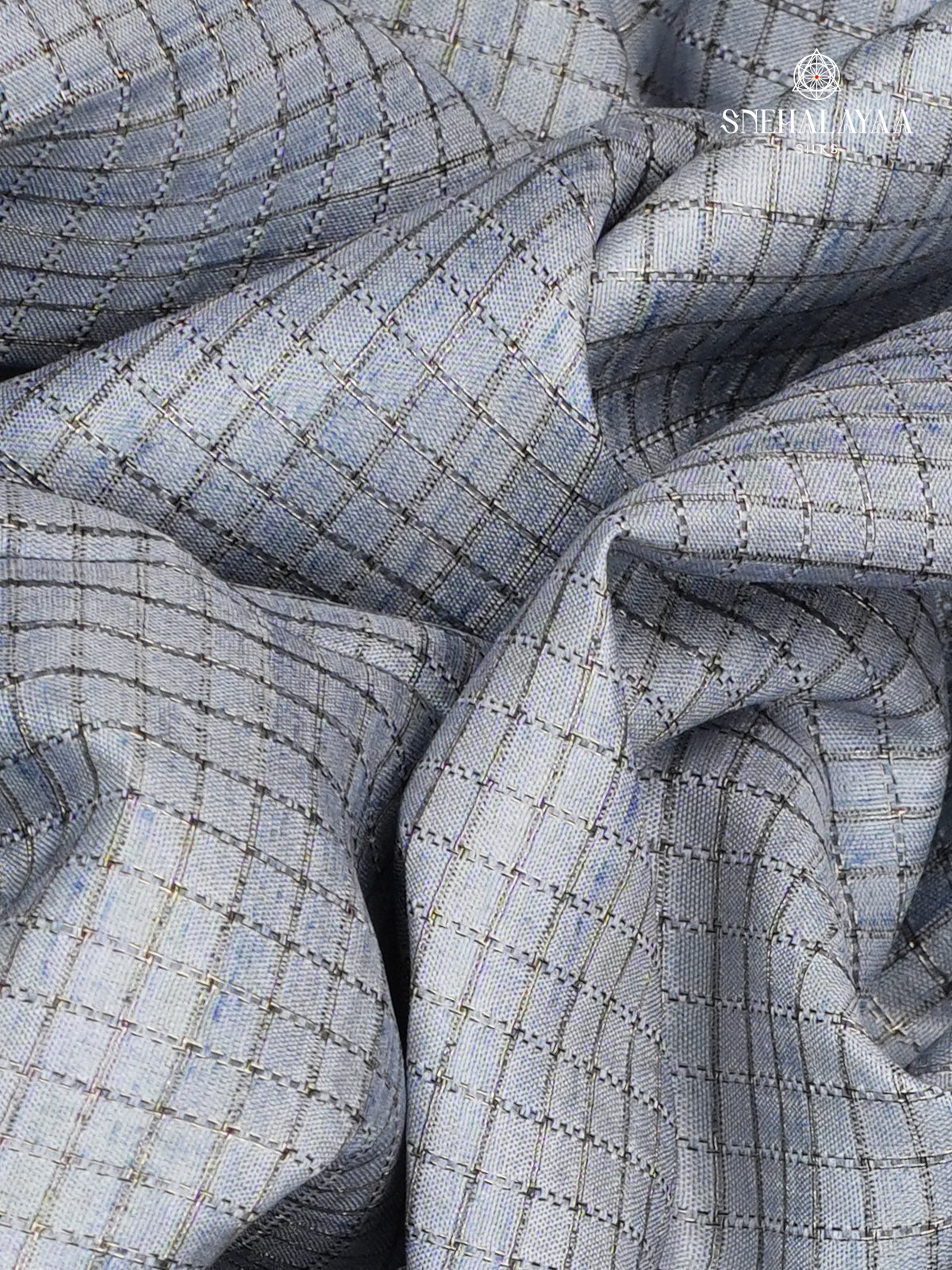 Pastel Blue Floral Printed Tussar Saree