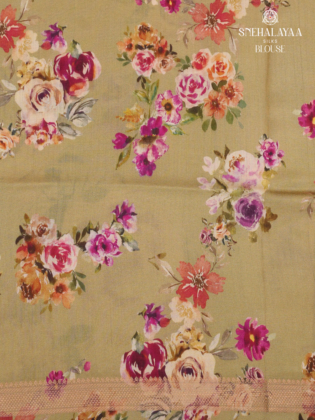 Golden Chiniya Silk Saree