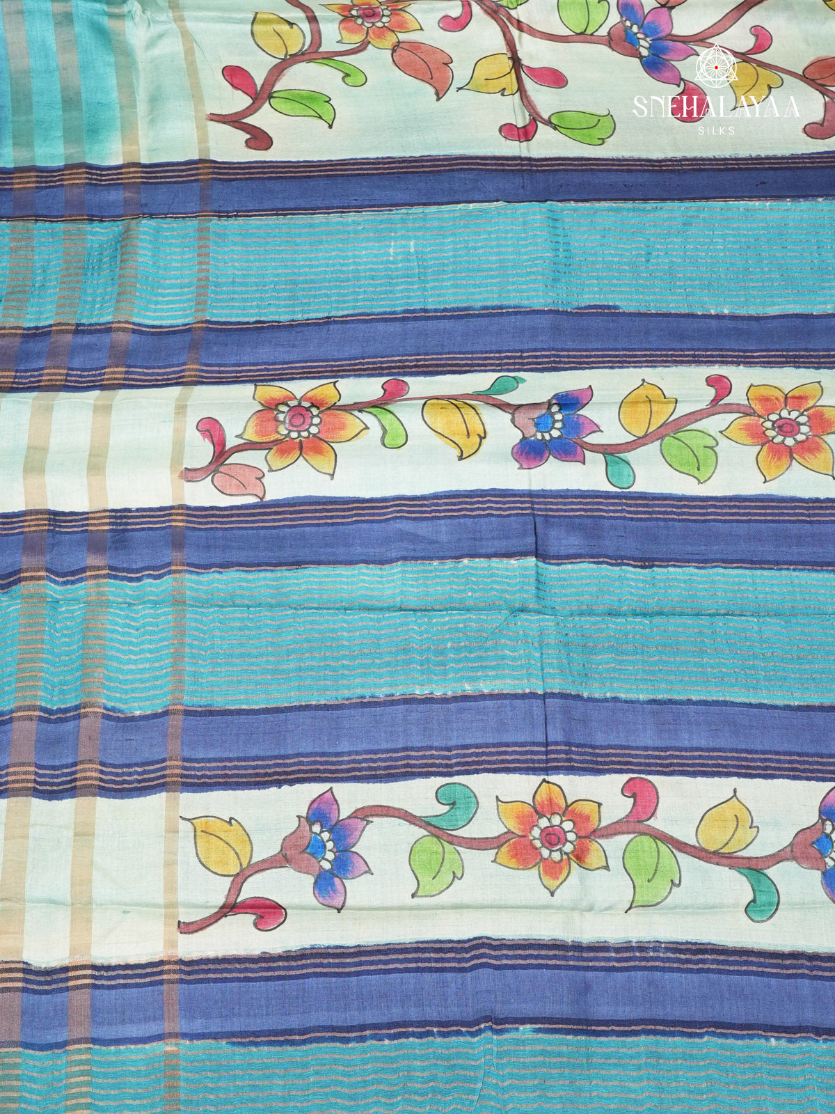 Blue Tussar Silk Saree