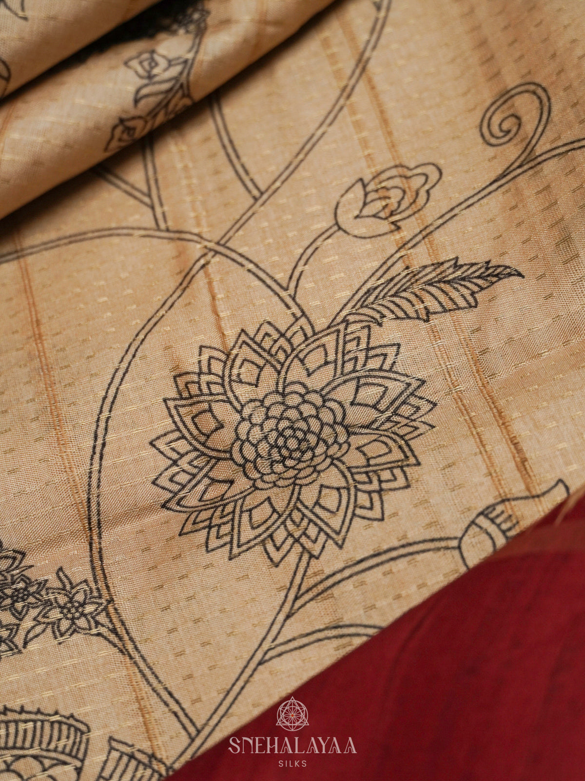 Beige Tussar Saree