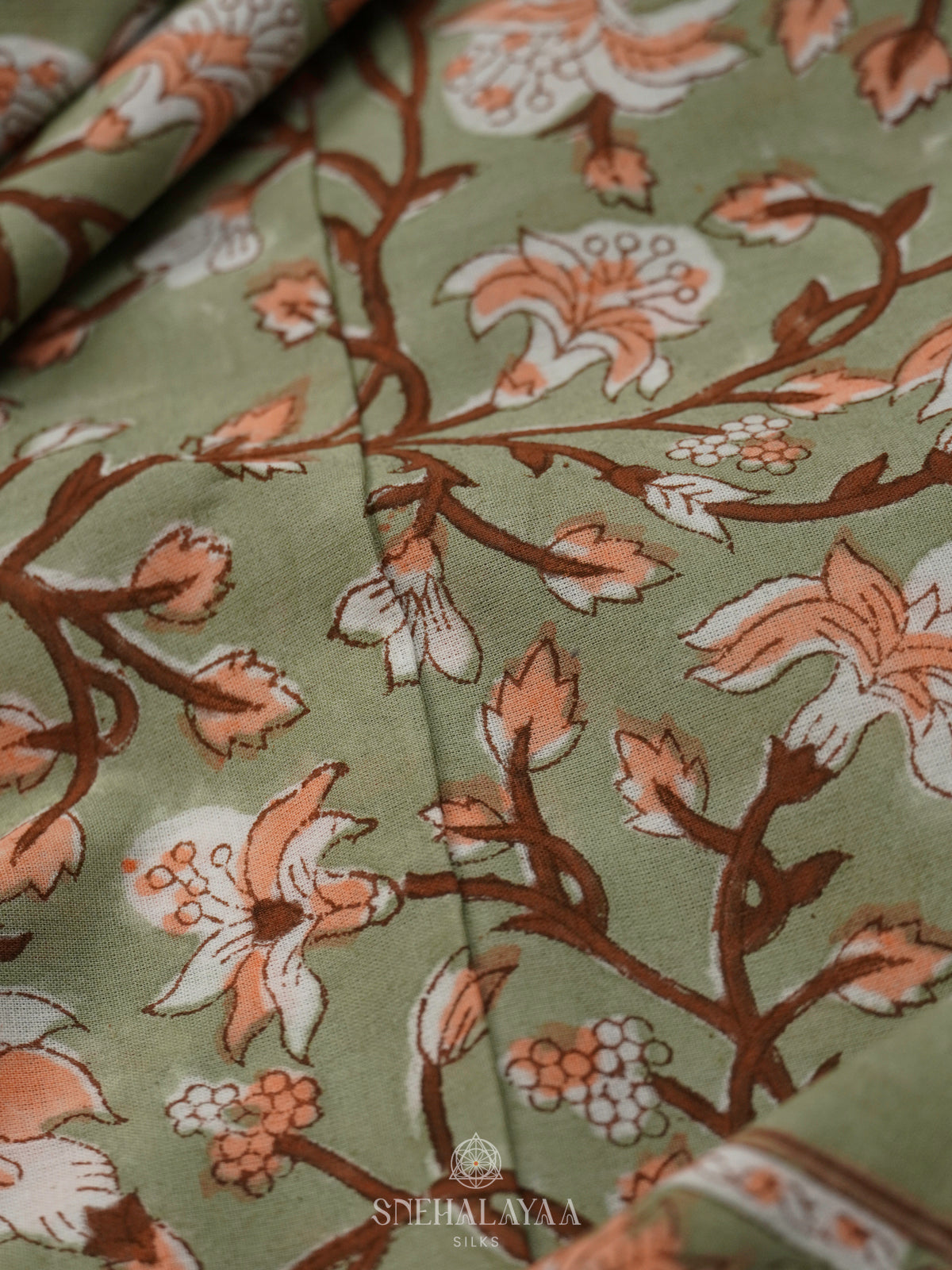 Seafoam Green Jaipur Cotton Saree