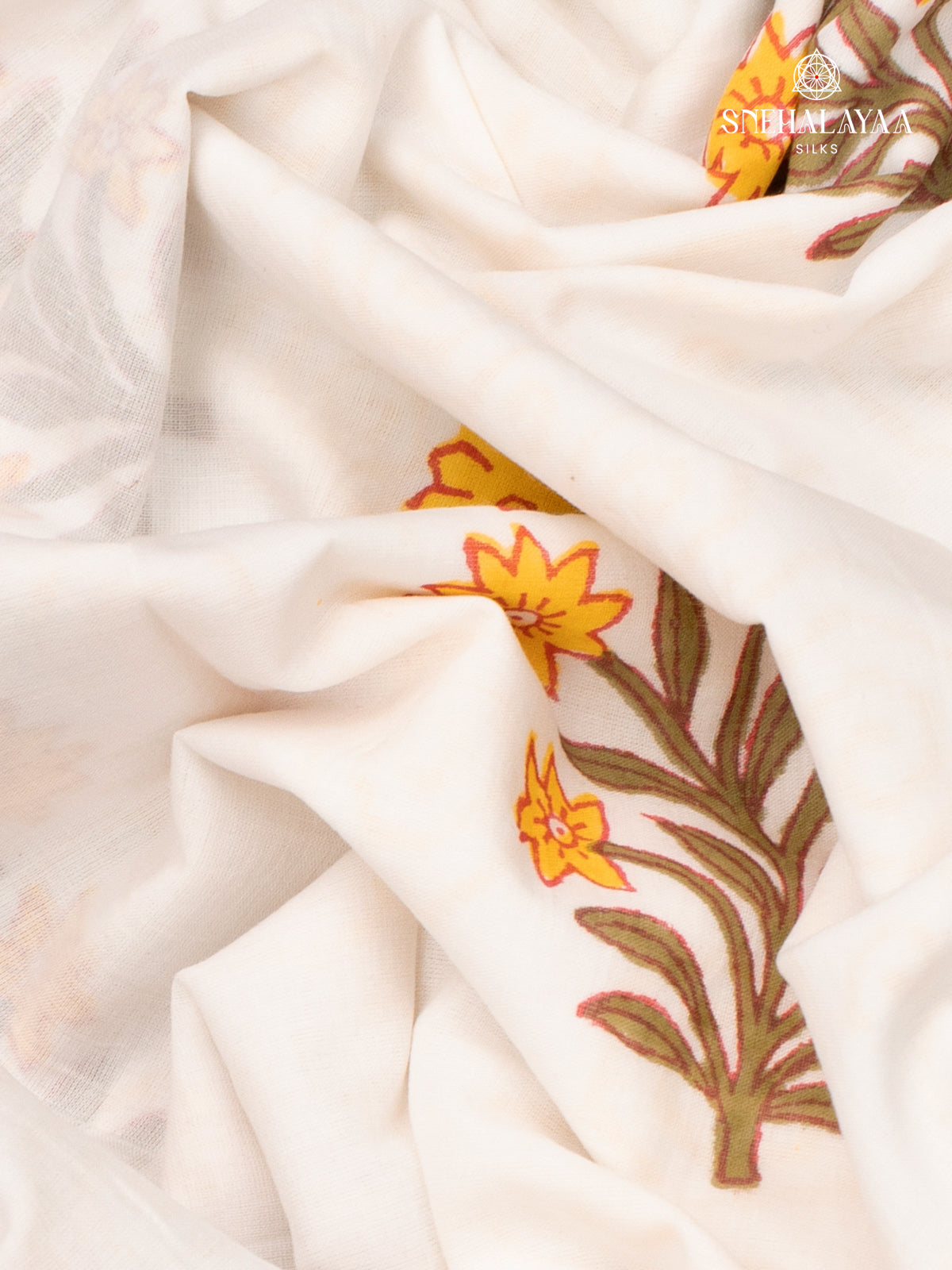 White Jaipur Cotton Saree