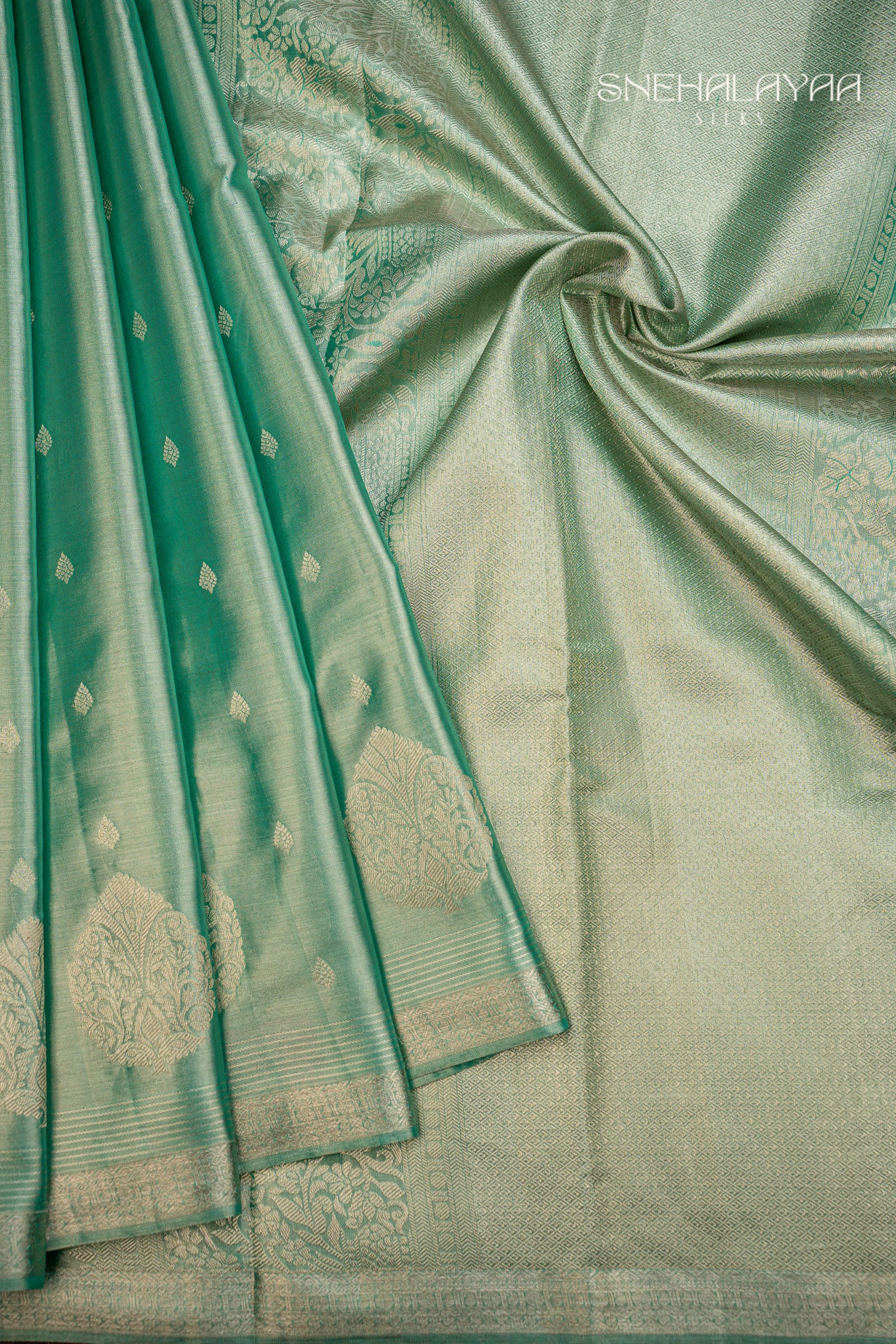 Seafoam Green Kancheevaram Silk Saree