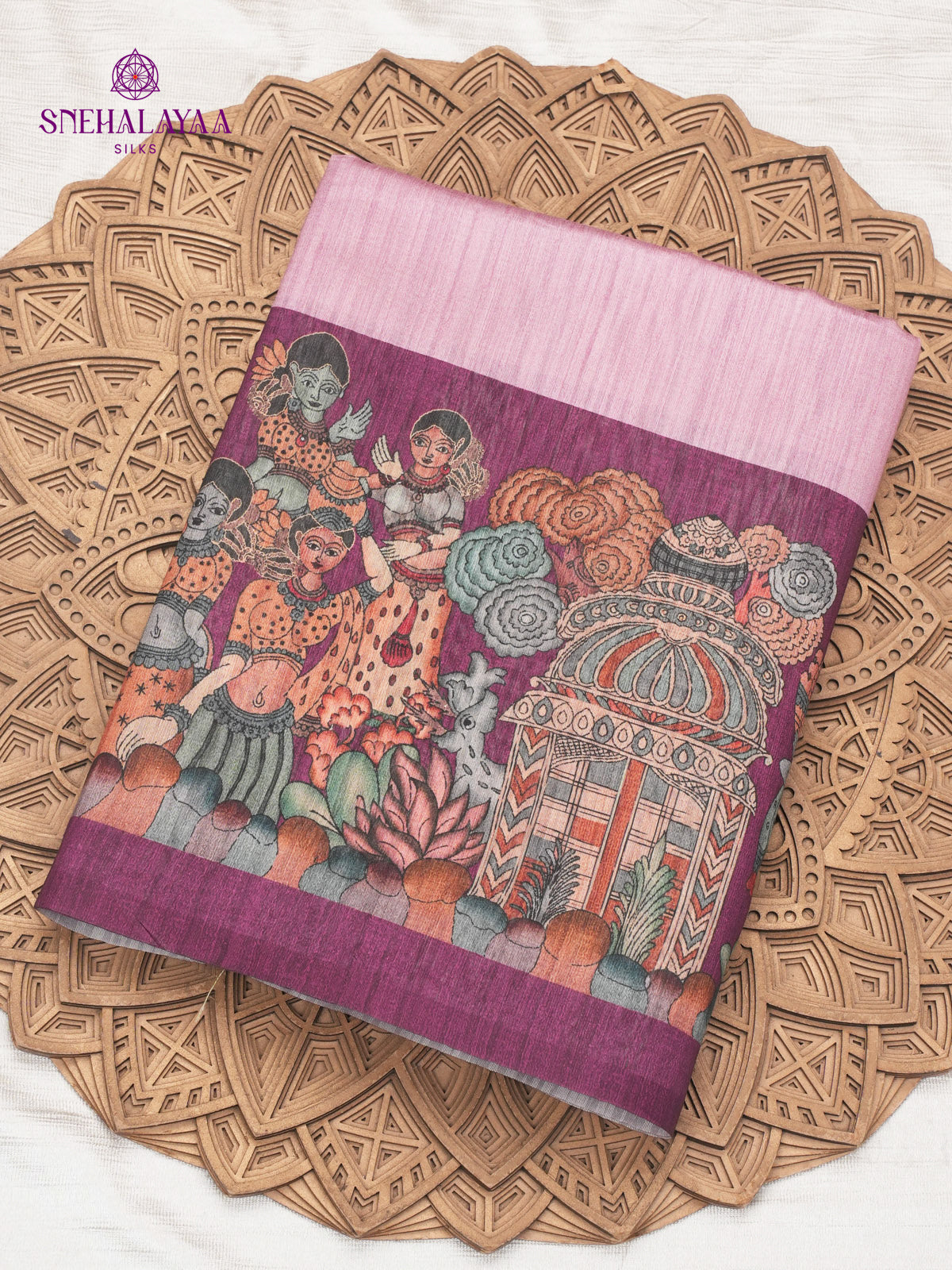 Lavender Kalamkari Tussar Saree