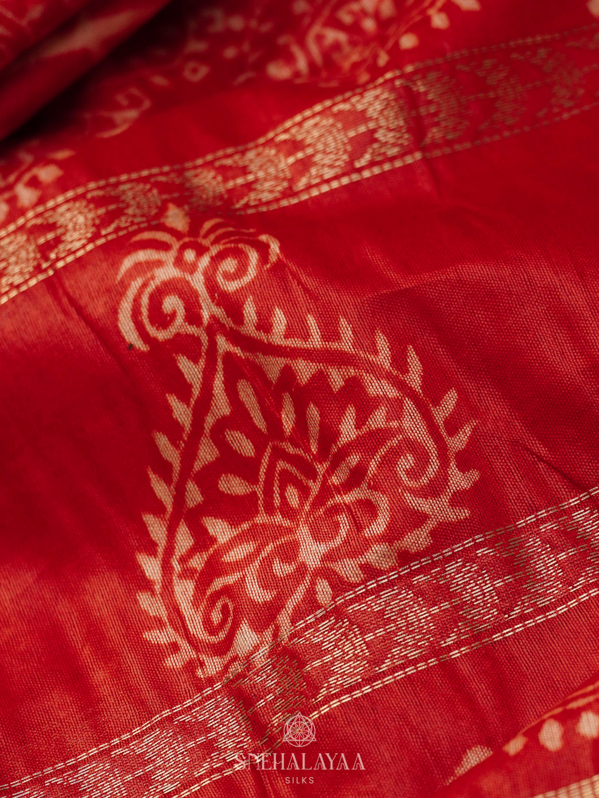 Rust Orange Bamboo Silk Saree