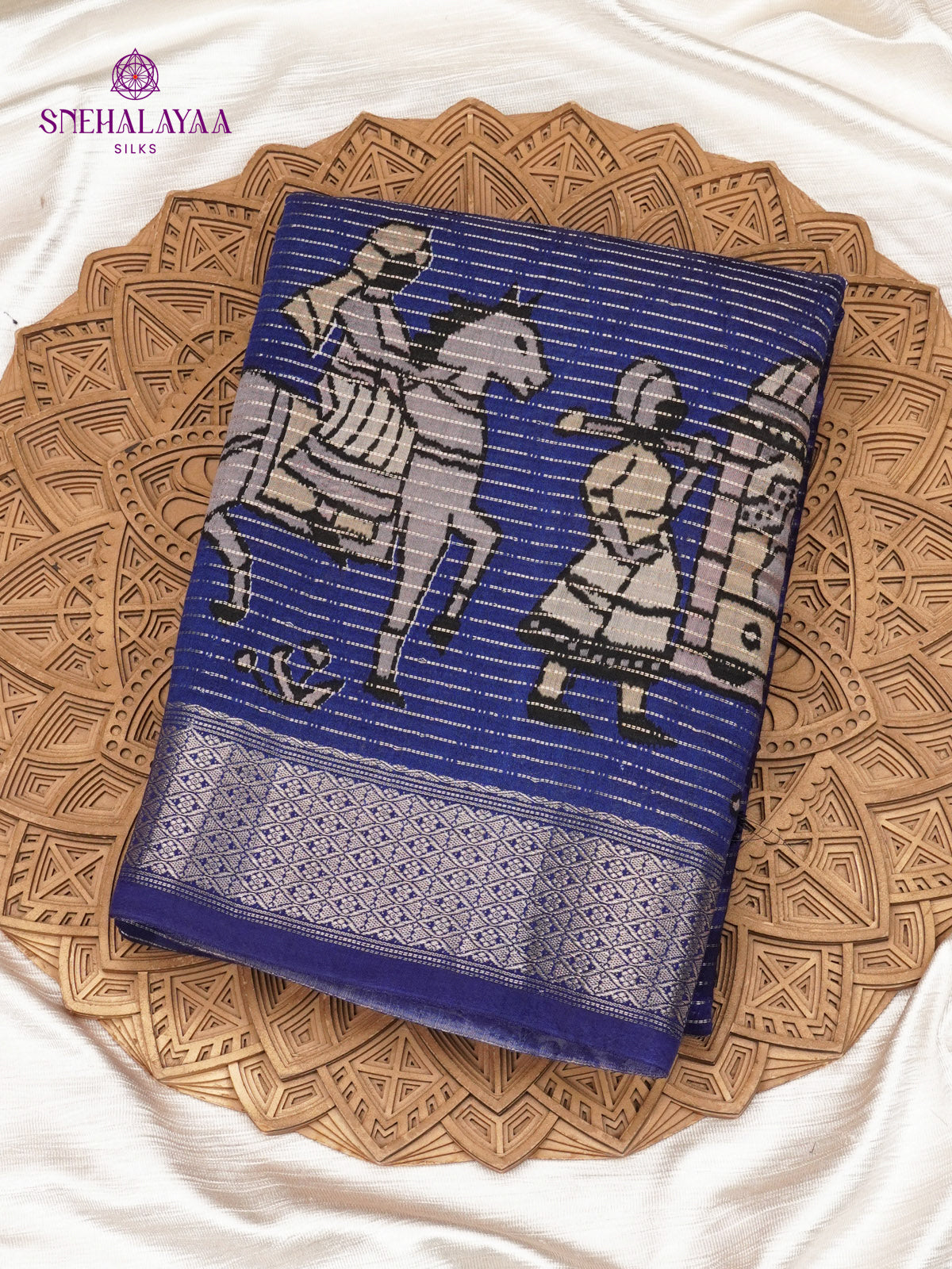 Navy Blue Chanderi Saree