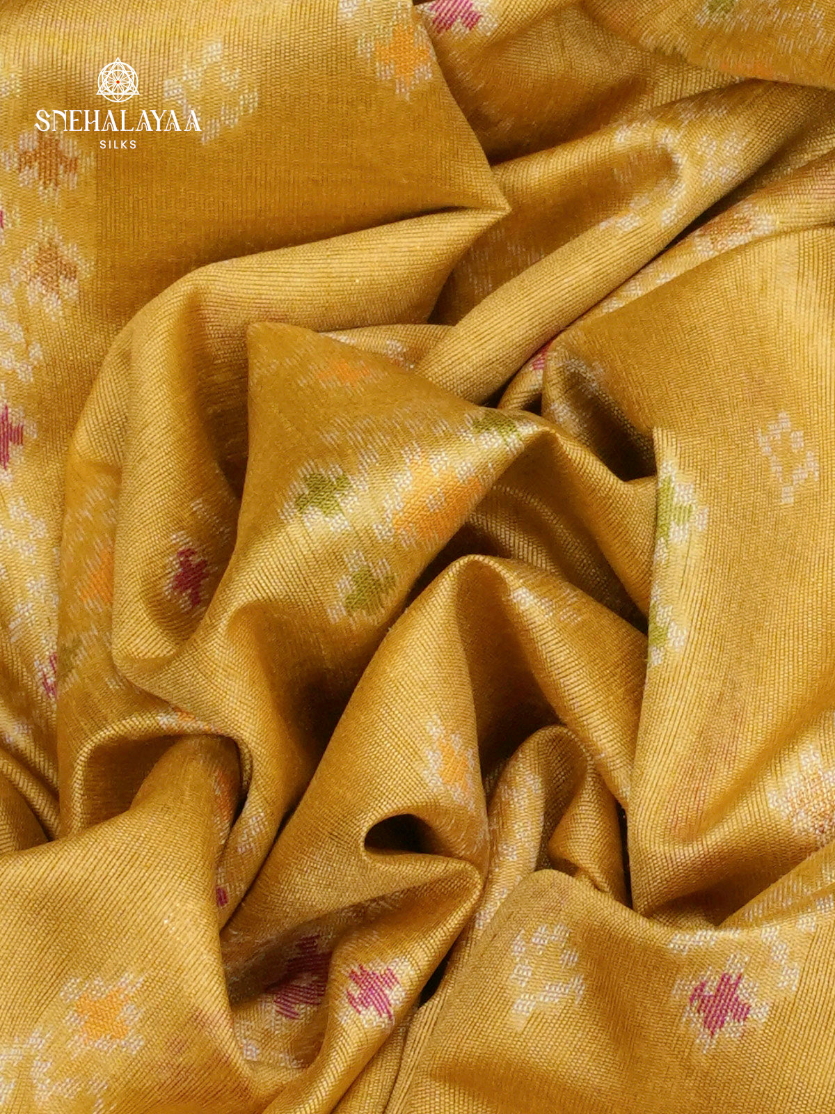 Golden Yellow Ikat Saree