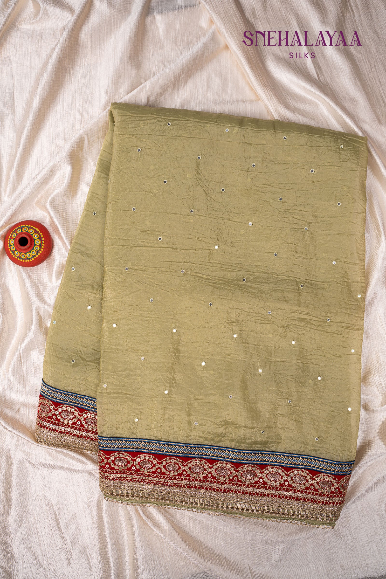 Olive Green Designer Saree
