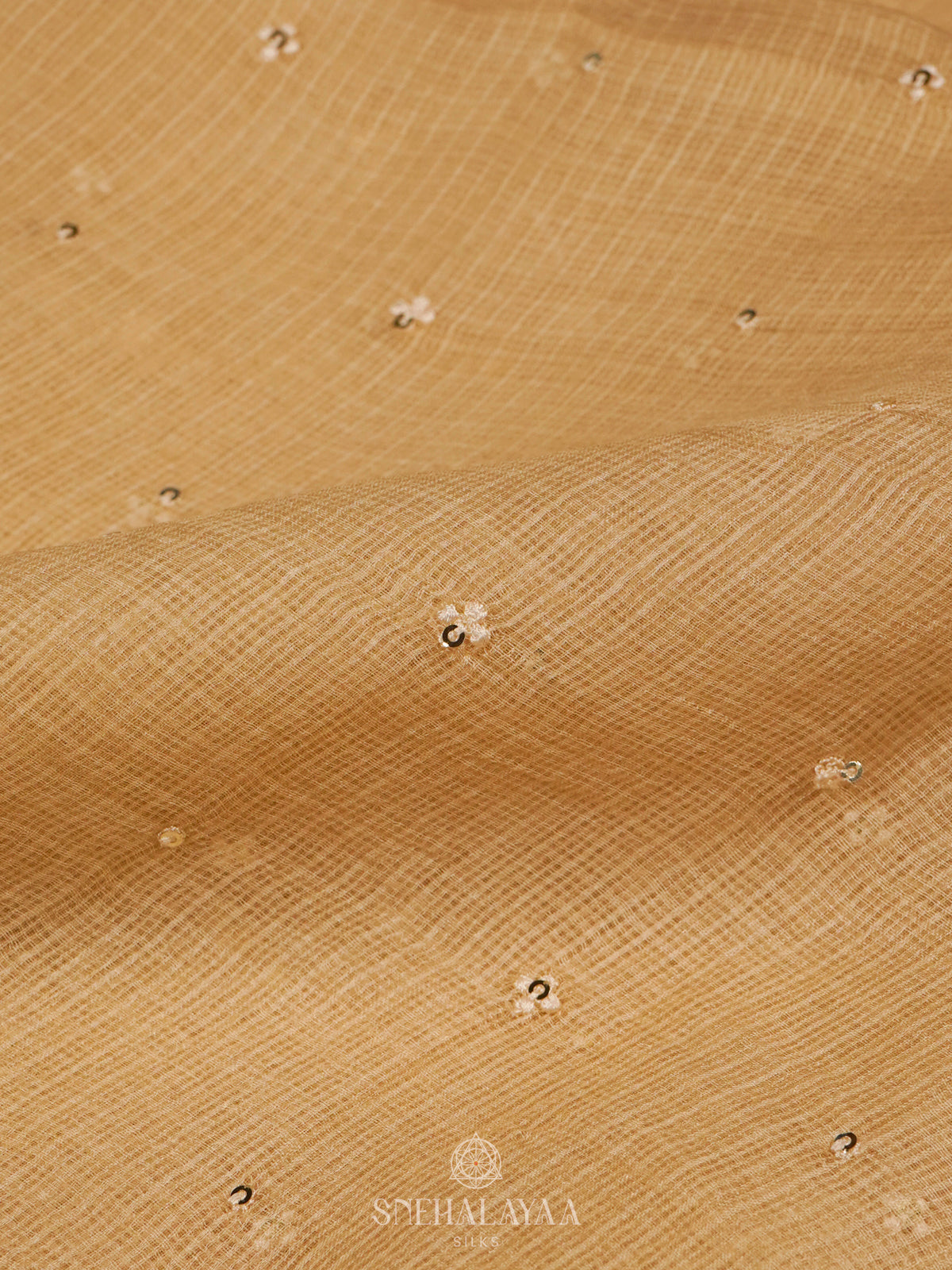 Mustard Yellow Kota Embroidery Saree