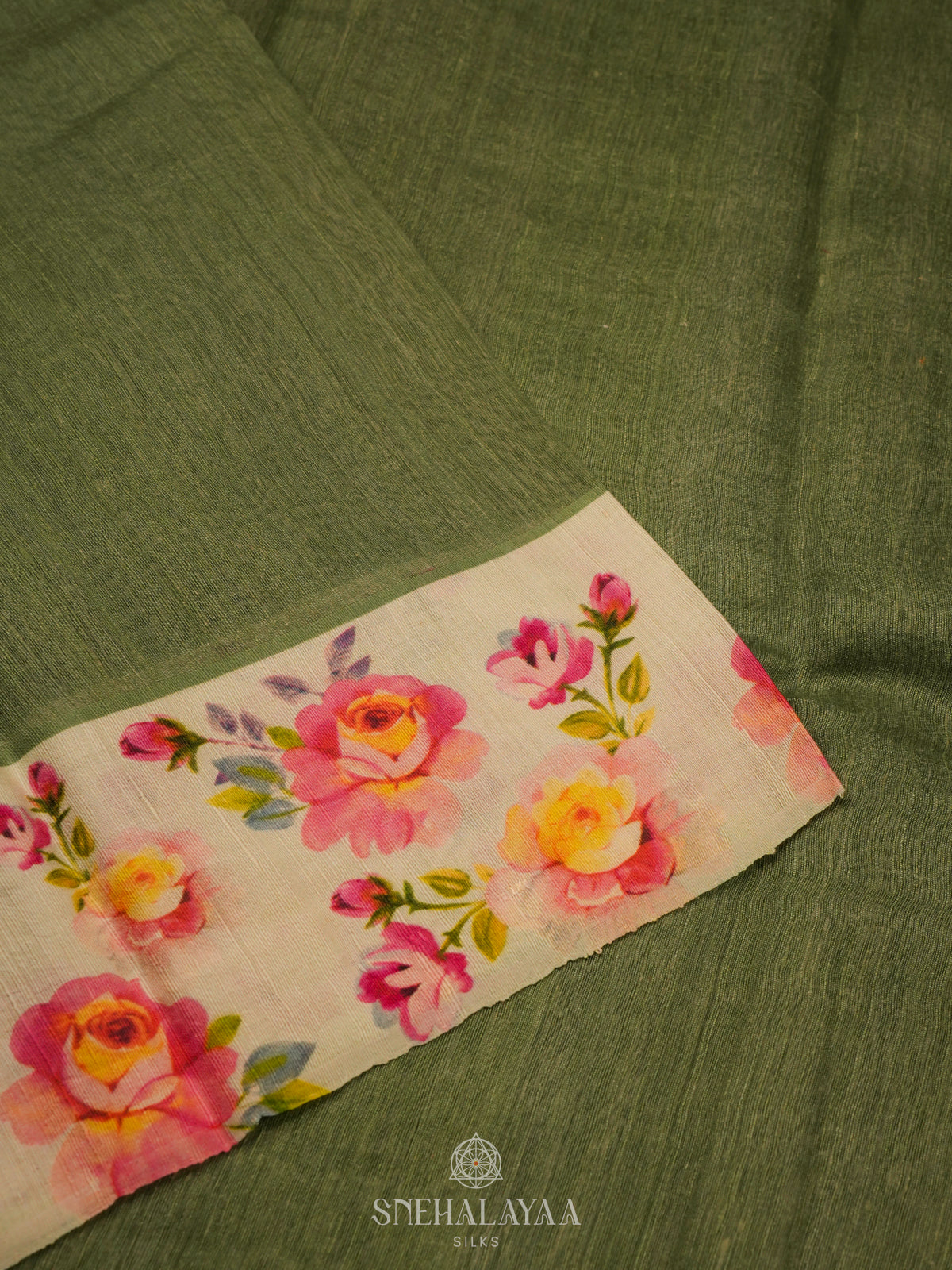 Olive Green Matka Jute Saree