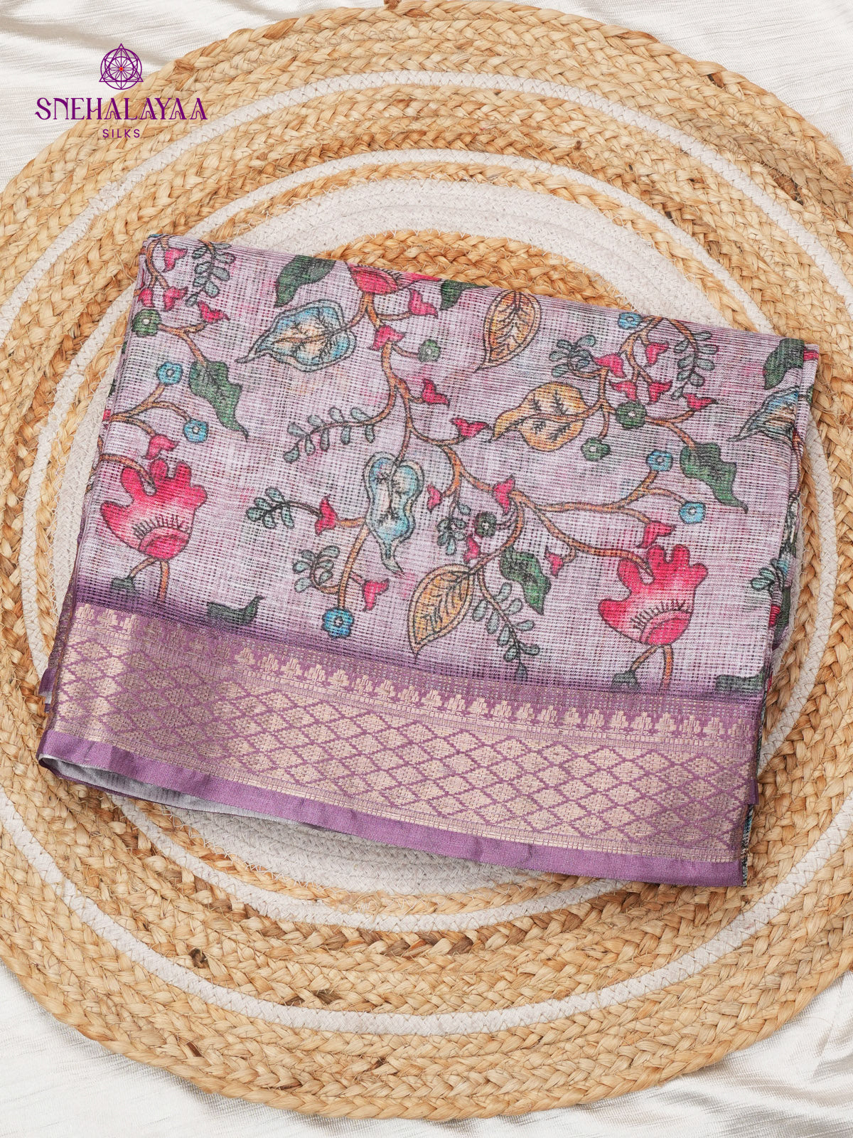 Lavender Printed Kota Saree