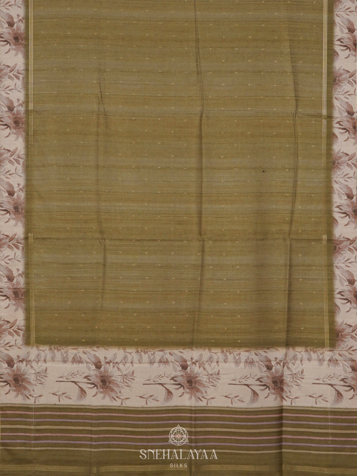 Olive Green Tussar Saree