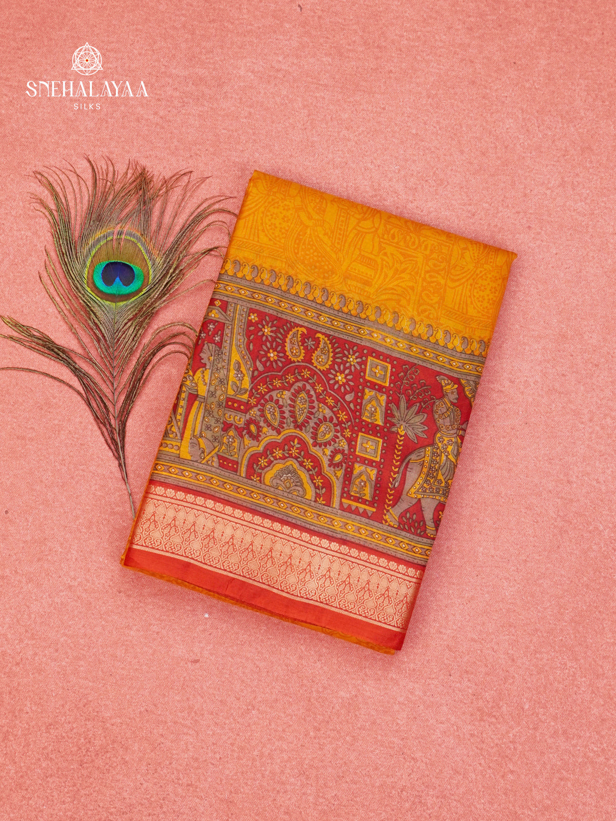 Mango Yellow Printed Saree