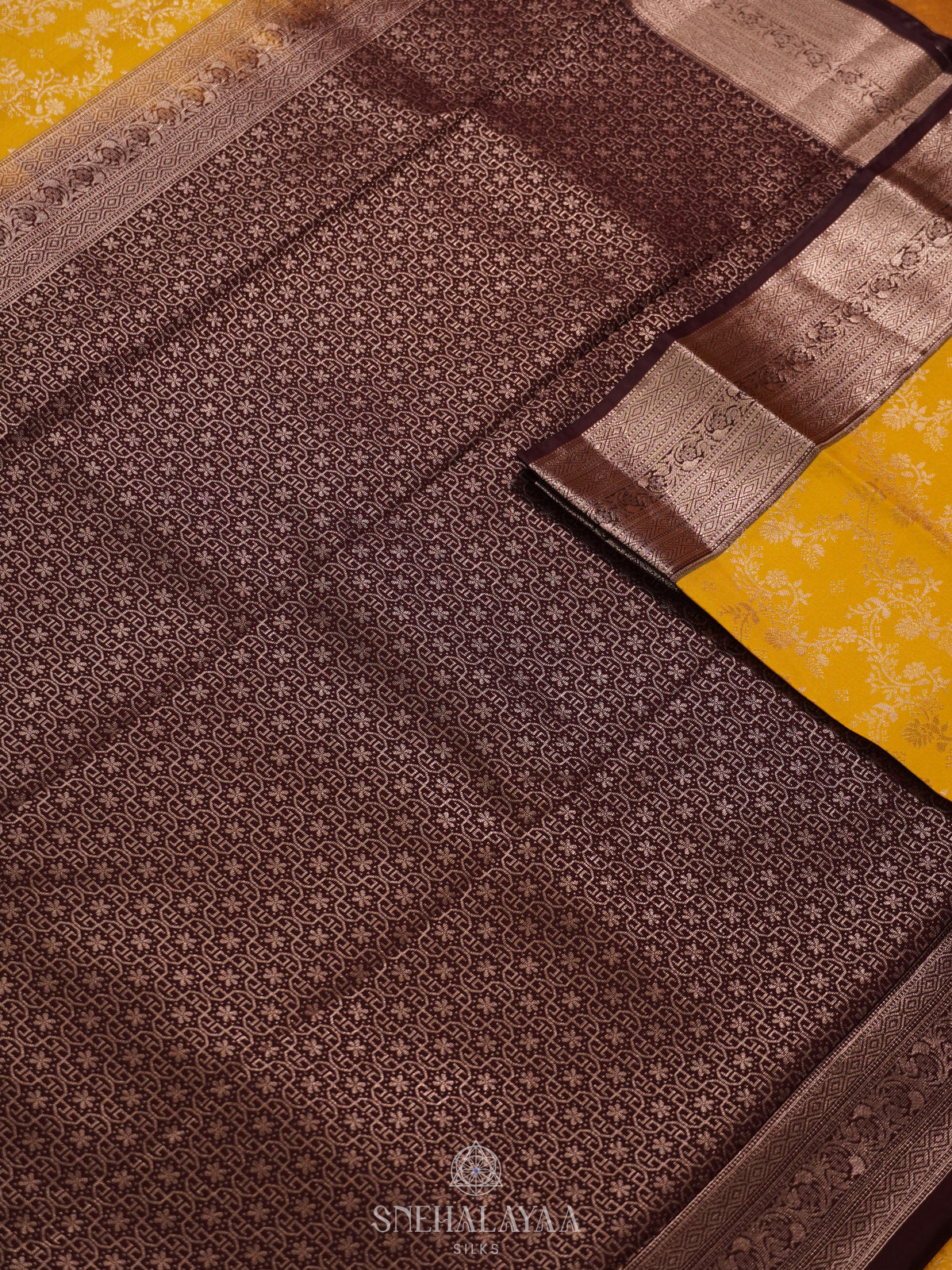 Mango Yellow Art Silk Saree