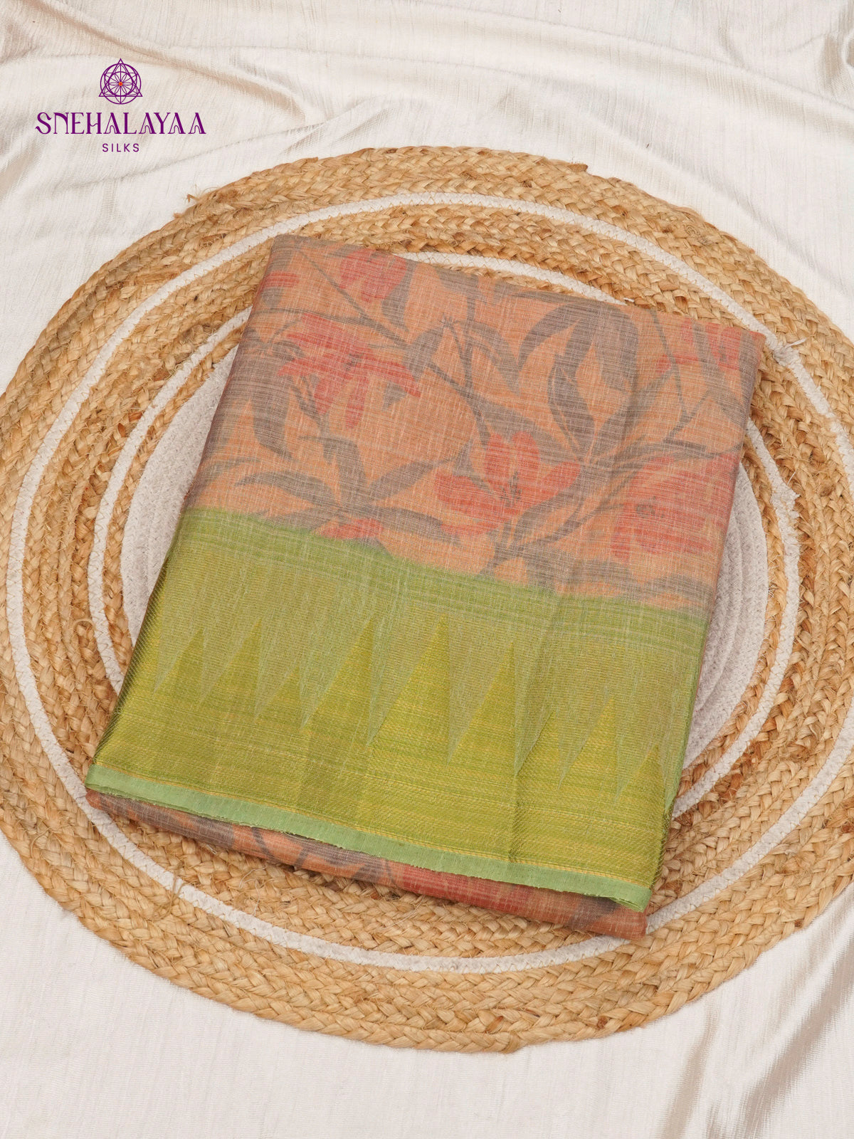 Peach Linen Tissue Saree