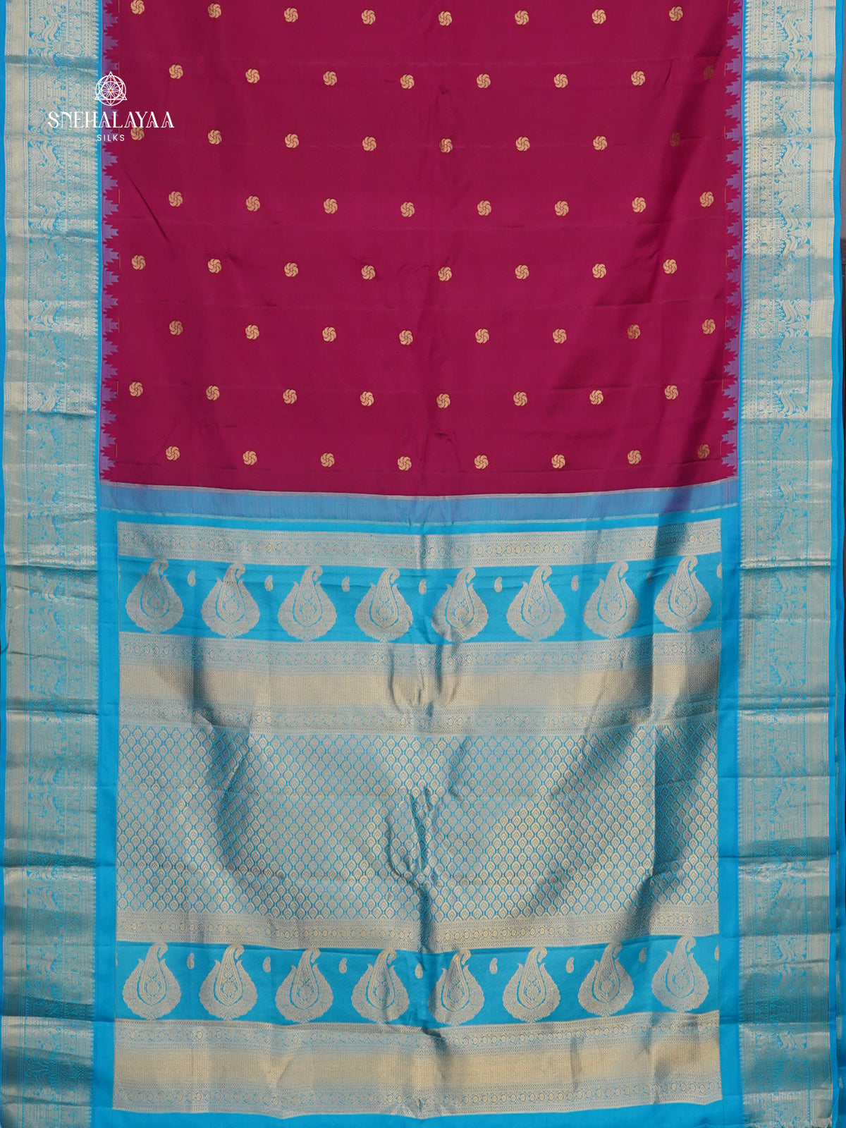 Magenta Gadwal Silk Saree