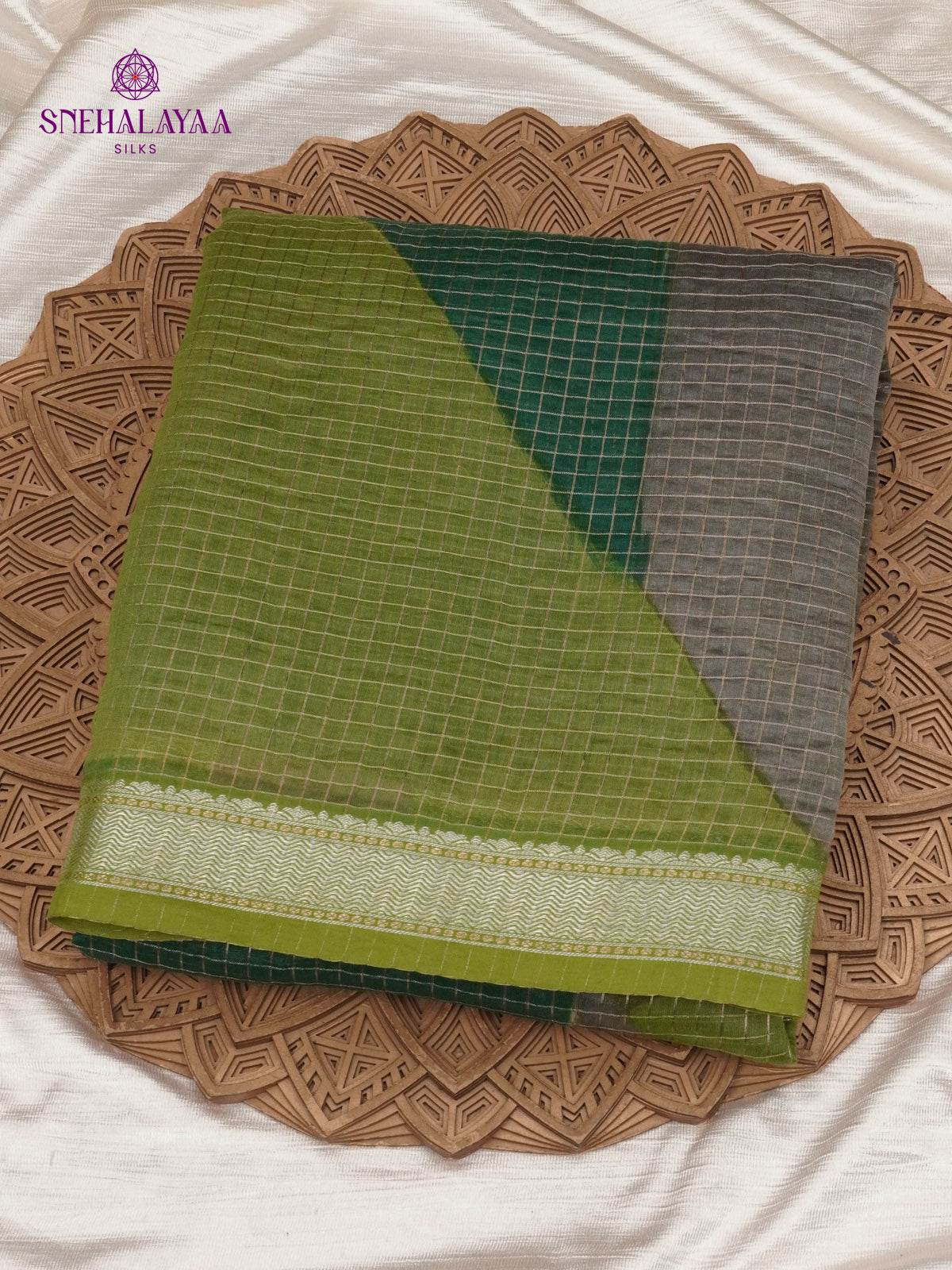 Olive Green Chanderi Saree