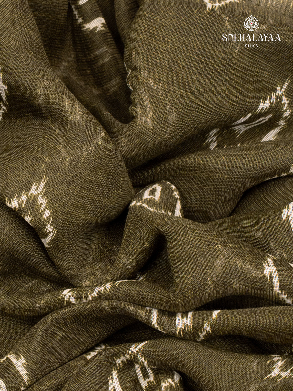 Olive Green Linen Saree