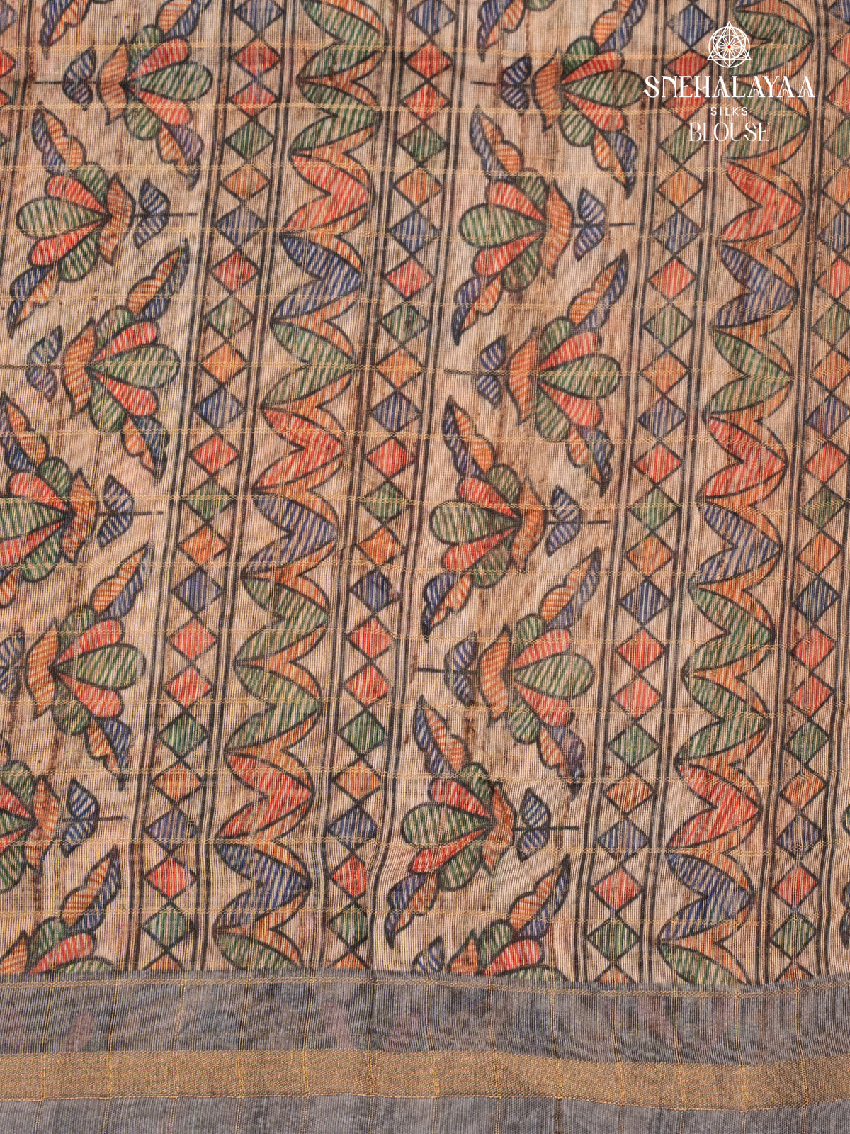 Grey Madhubani Saree