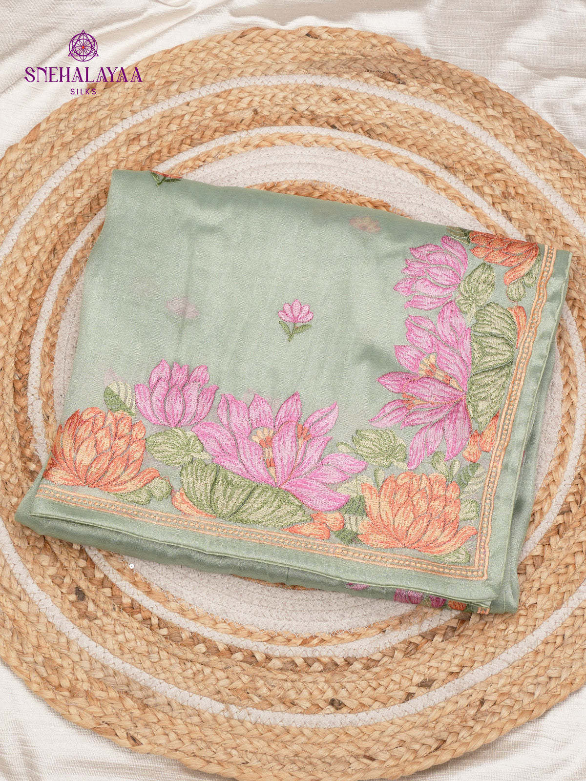 Grey Embroidery Designer Saree