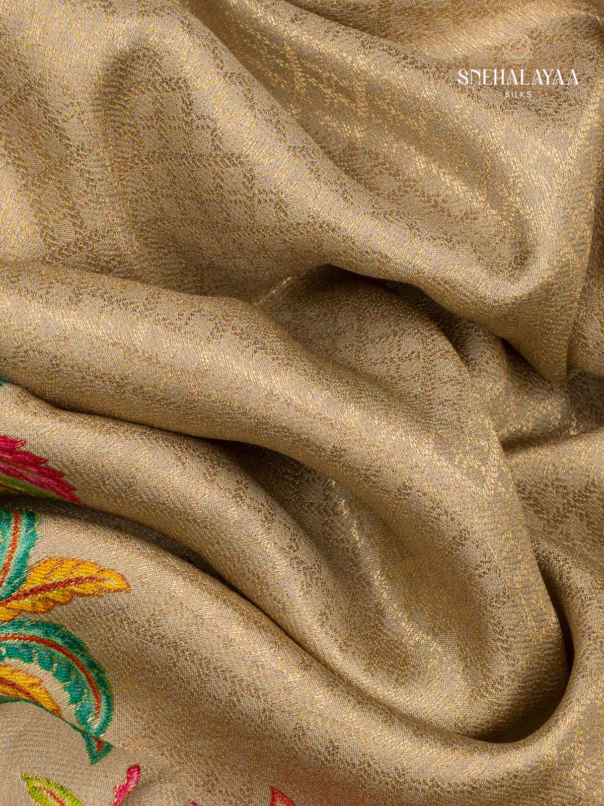 Beige Banaras Silk Saree