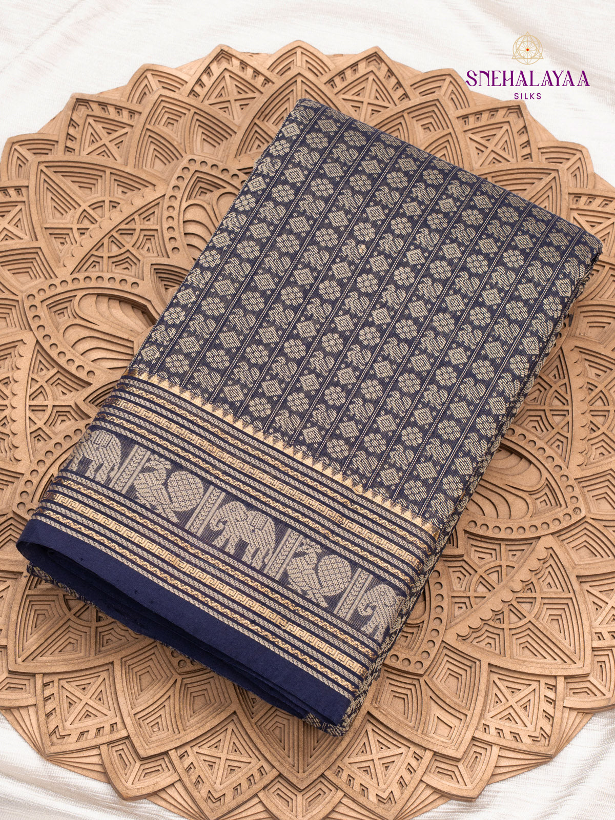 Navy Blue Kanchi Cotton Saree