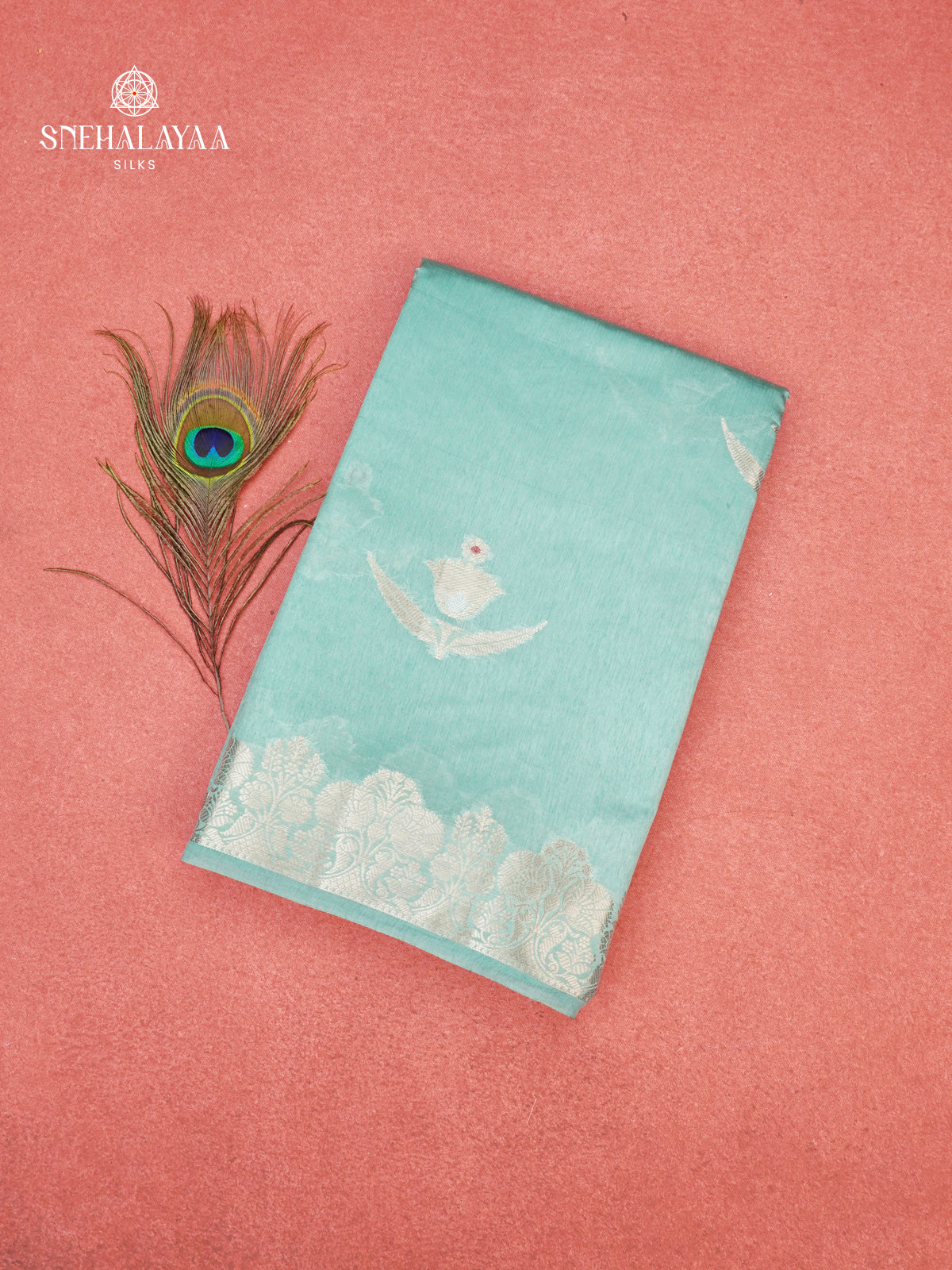 Ice Blue Banaras Dupion Silk Saree