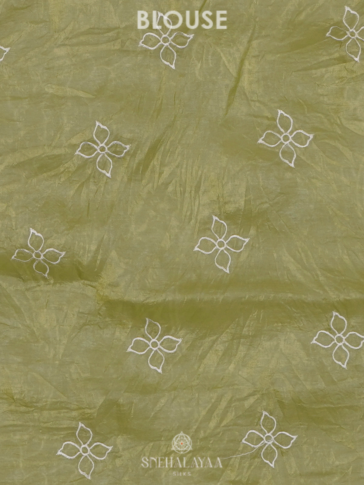 Olive Green Crush Tissue Embroidery Saree