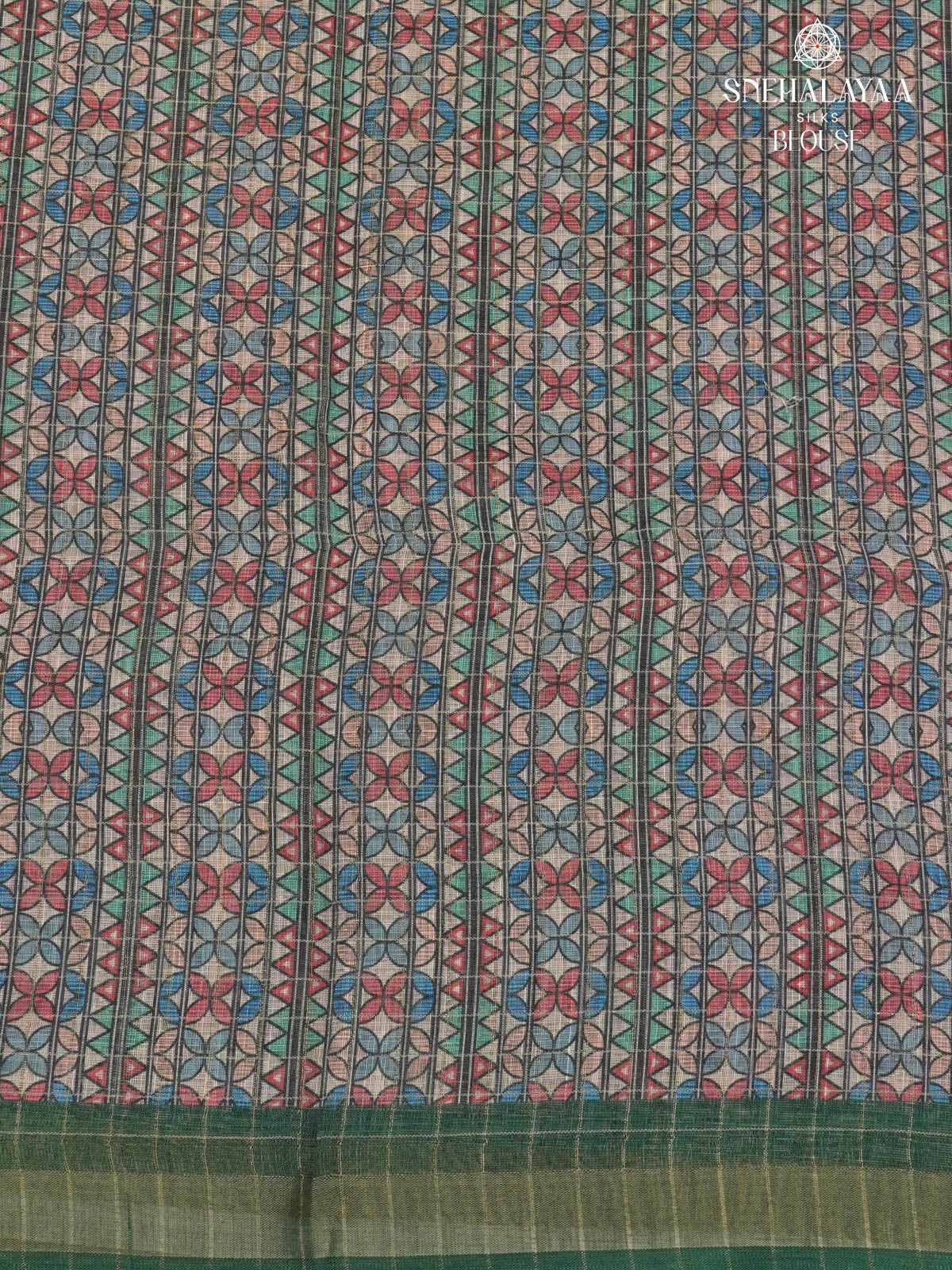 Bottle Green Linen Saree