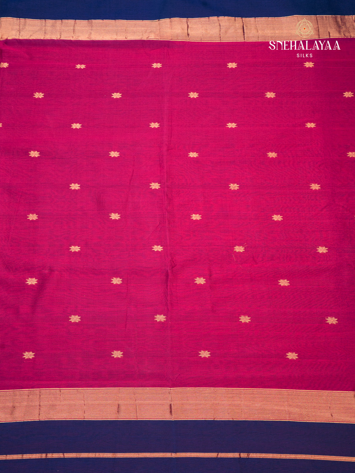 Navy Blue Maheshwari Silk Cotton Saree