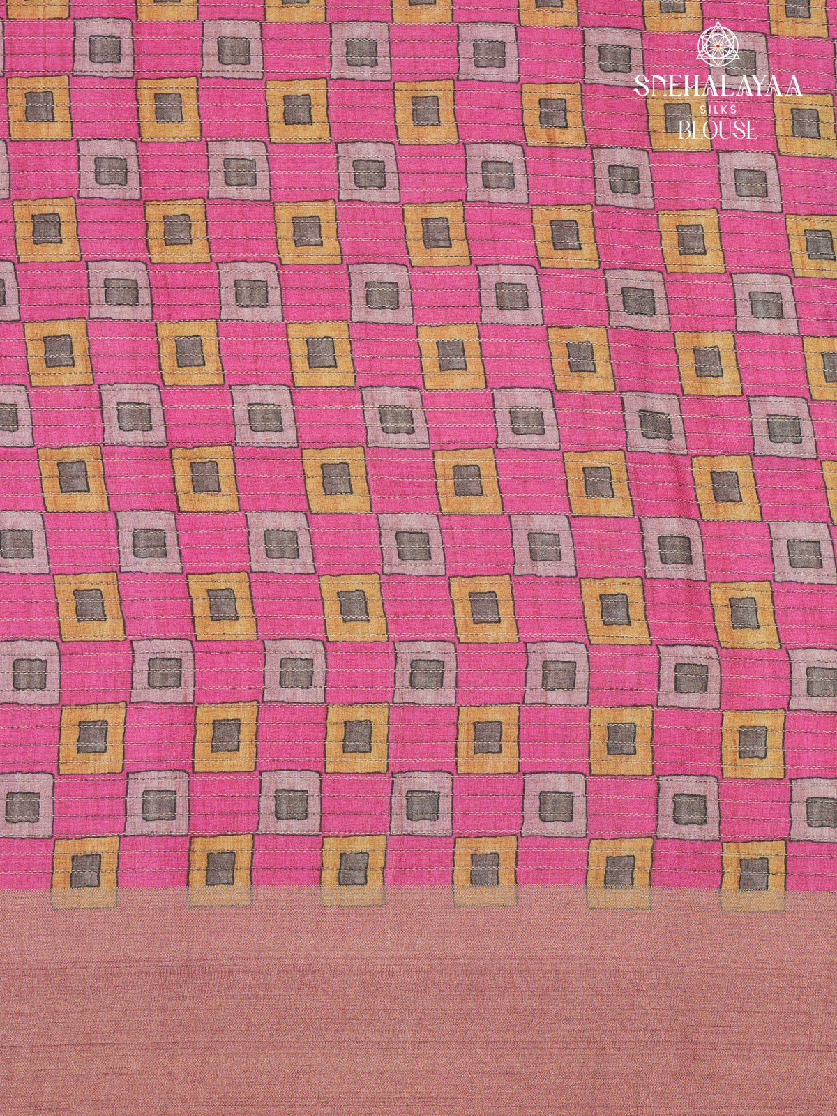 Pastel Pink Floral Printed Tussar Saree