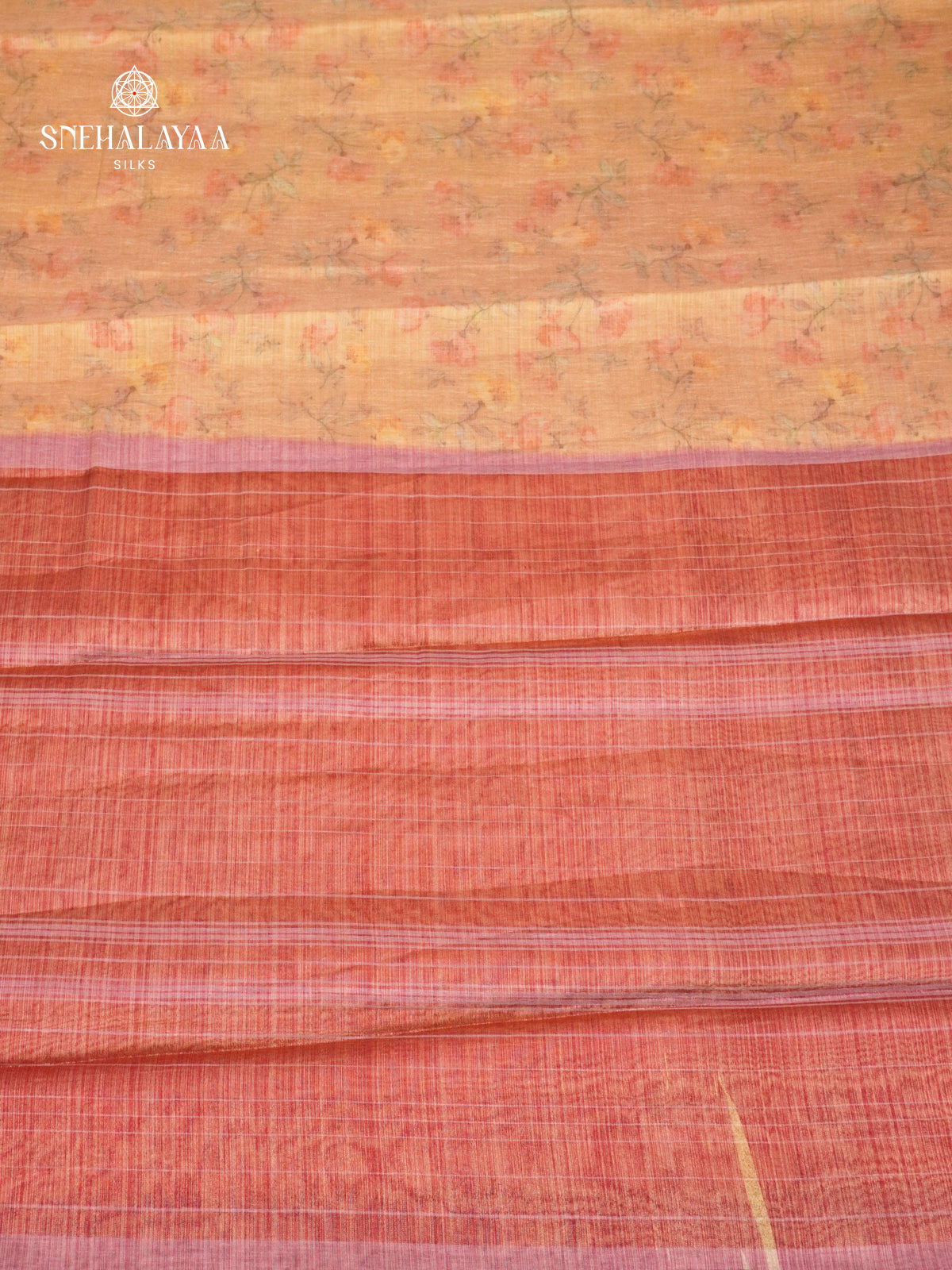 Pale Orange Linen Tissue Saree