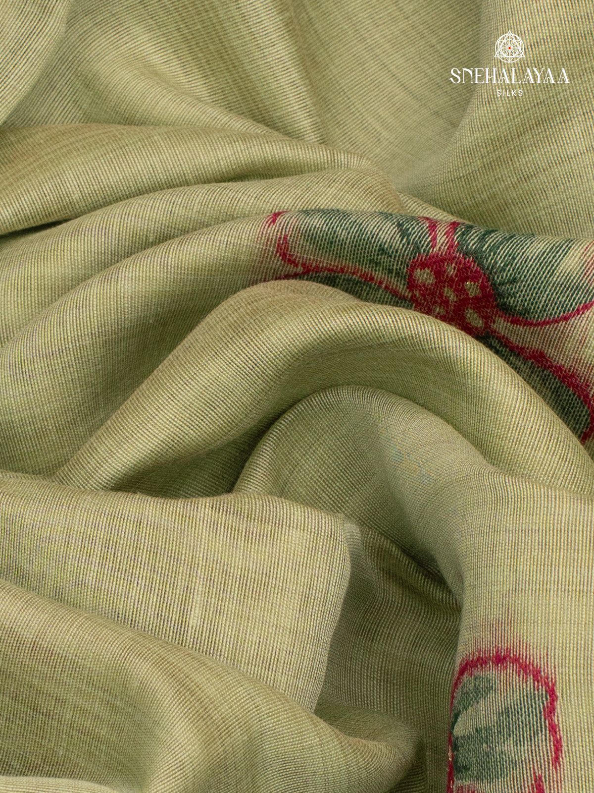 Olive Green Munga Cotton Saree